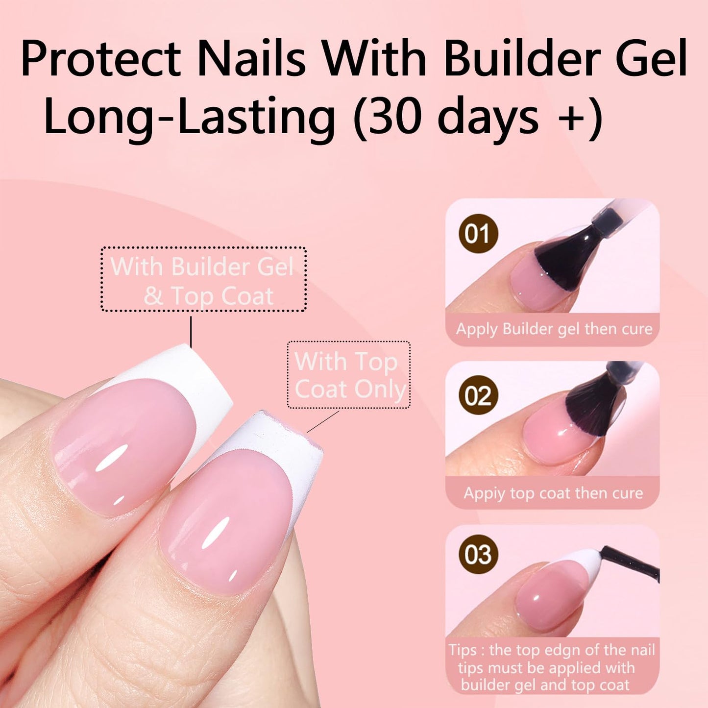 MAGIC ARMOR Almond Fake Gel Nail Tips 120pcs Almond Press on Nails Medium French Design Clear Full Cover Artificial Almond False Nails with Nail Glue for Home DIY Nail (Square Nail Tip-Brown)