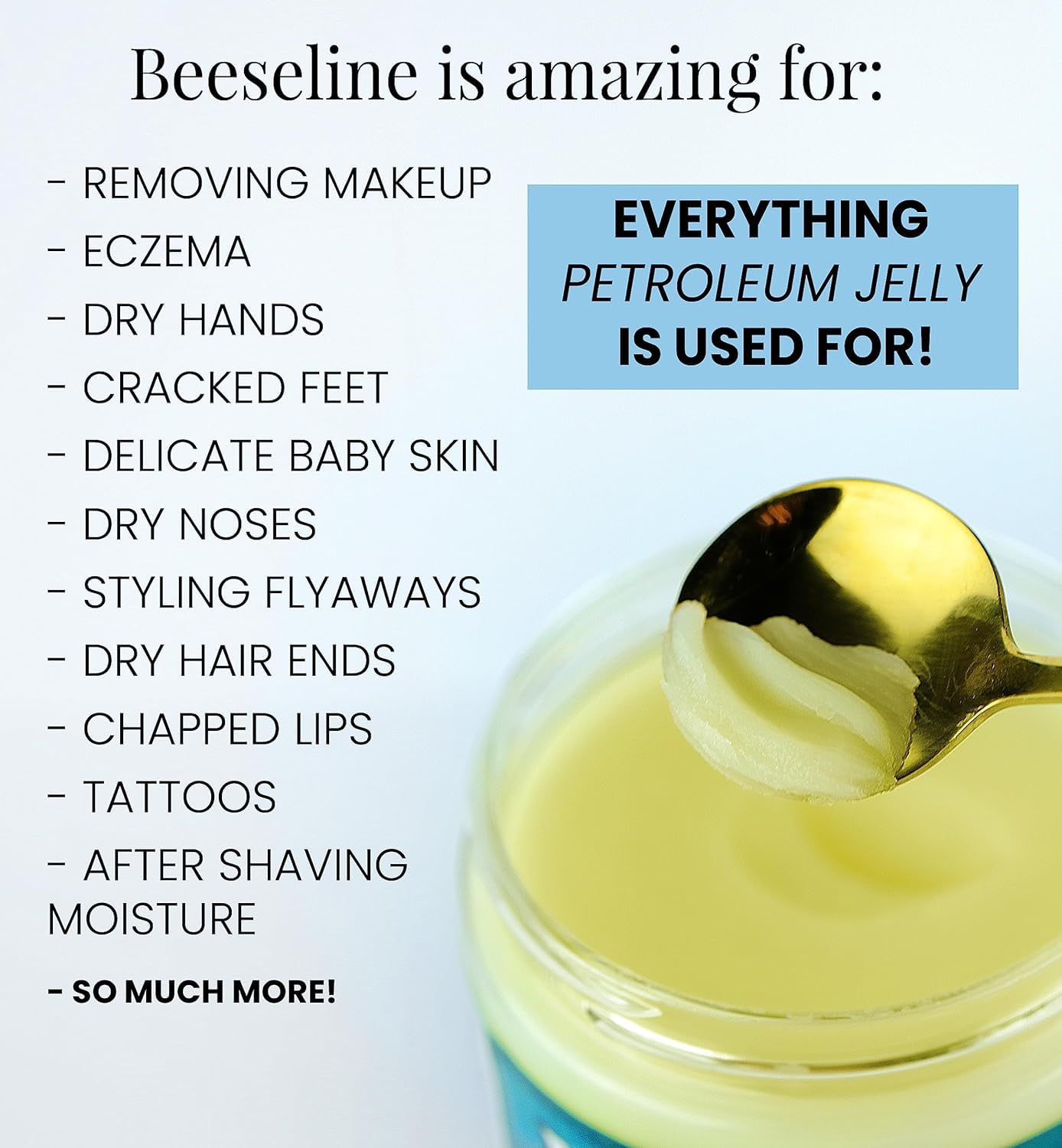 Beeseline Original - 100% Natural & Hypoallergenic Alternative to Petroleum Jelly - Lips, Hands, Baby, Makeup Remover and More (8 Ounce)