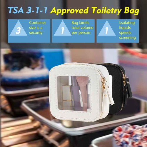 ELIZAHOME Small Makeup Bag, Travel Toiletry Bag, Mini Double-Sided Clear Waterproof Cosmetic Bag Organizer，Car Essentials for Women (Mini-Black)