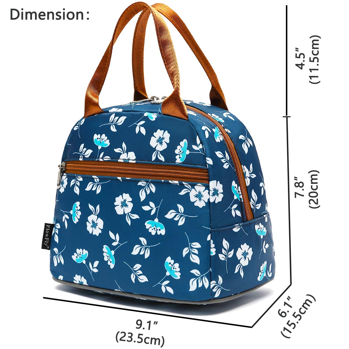 FlowFly Lunch Bag Tote Bag Lunch Organizer Lunch Holder Insulated Lunch Cooler Bag for Women/Men,Floral