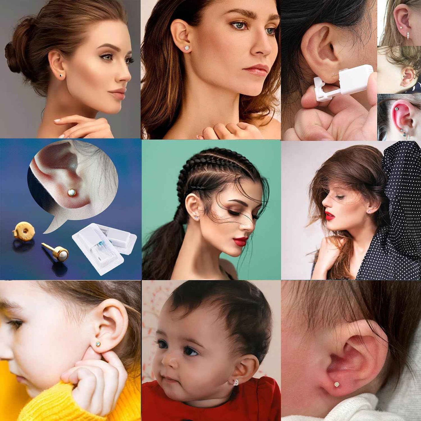 Lyuxzad Ear Piercing Gun Kit - 6Pcs Disposable Kit With Self Piercing Gun, Built-in Earrings Stud, Clean Tools for Cartilage Piercing (Gold)