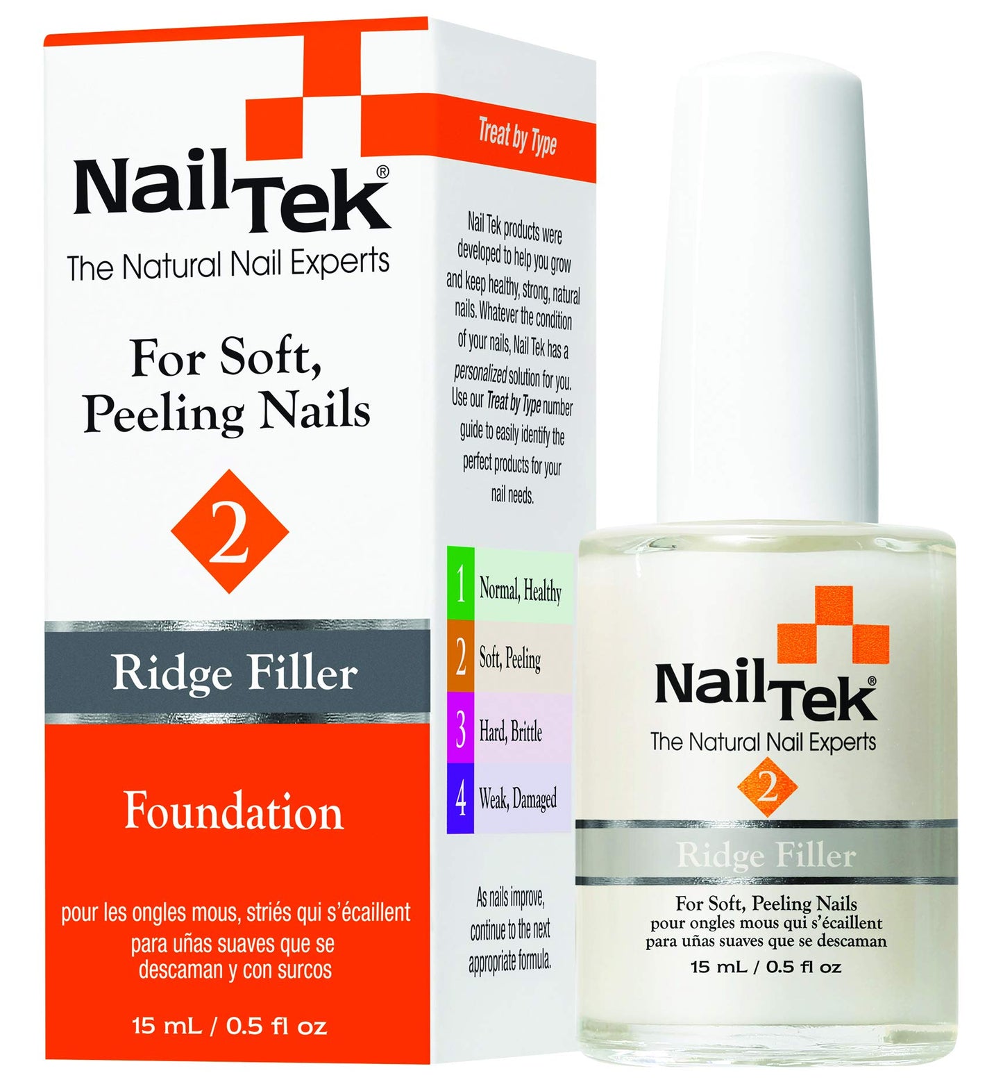 Nail Tek Treatments Intensive Therapy 2 | Nail Strengthener for Soft and Peeling Nails | Professional Refill | 4 Fl. Oz.