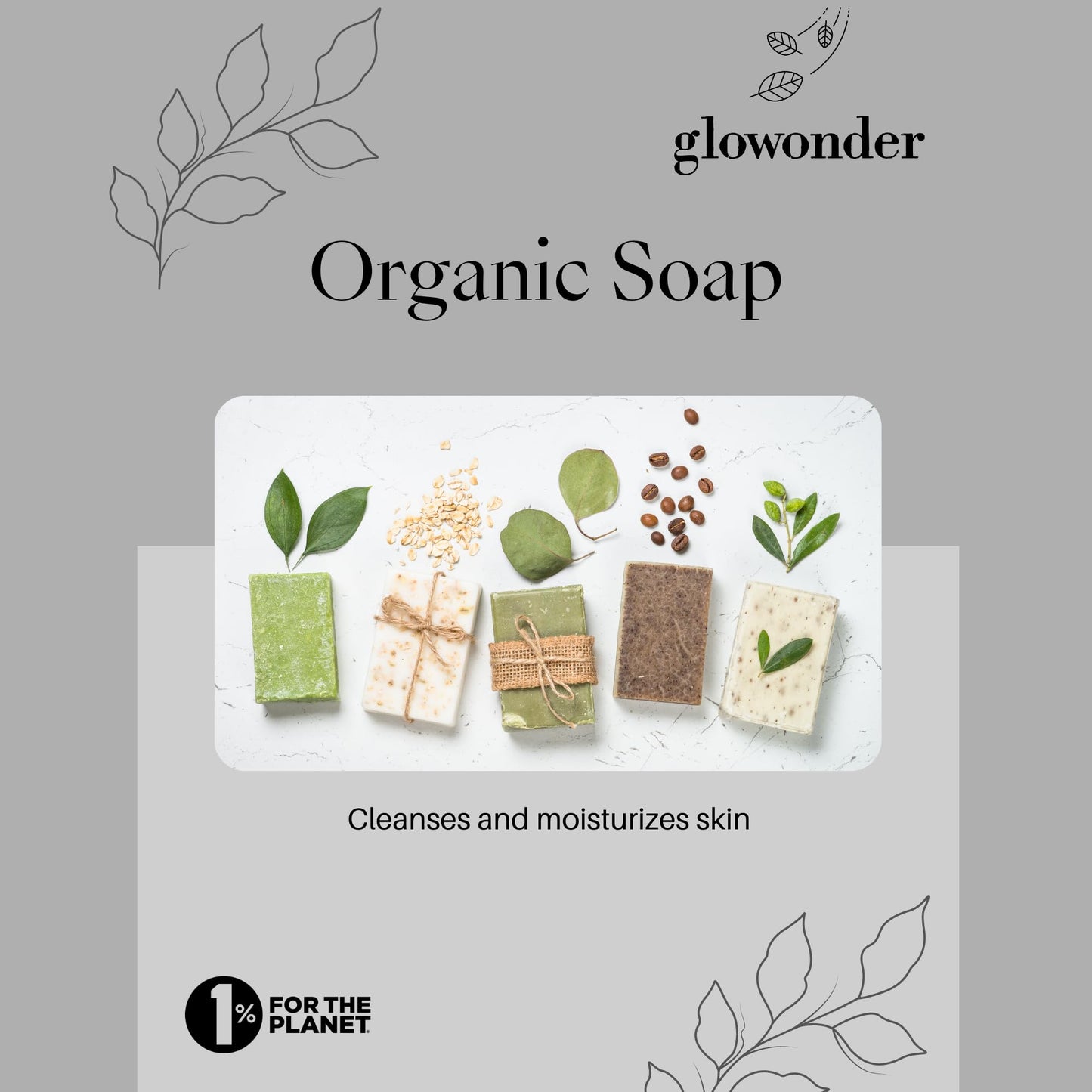 Glowonder 1 Pack Mediterranean Lavender Handmade Organic Bar Soap for Face and Body - Moisturizing, All-Natural, Cruelty-Free - Botanical Ingredients - Shower, Bath, Hand Soaps, Gifts - 4.5 oz