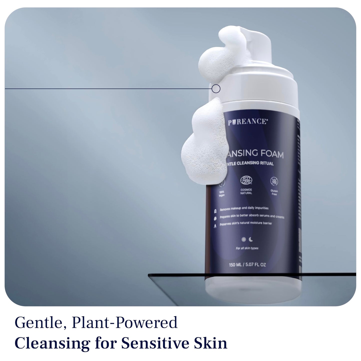 PUREANCE Cleansing Foam - Face Wash for Women - Gentle Foaming Facial Cleanser - Sensitive Skin Facewash - With Calendula, Chamomile, Lactic Acid & More - 5.07 Fl Oz