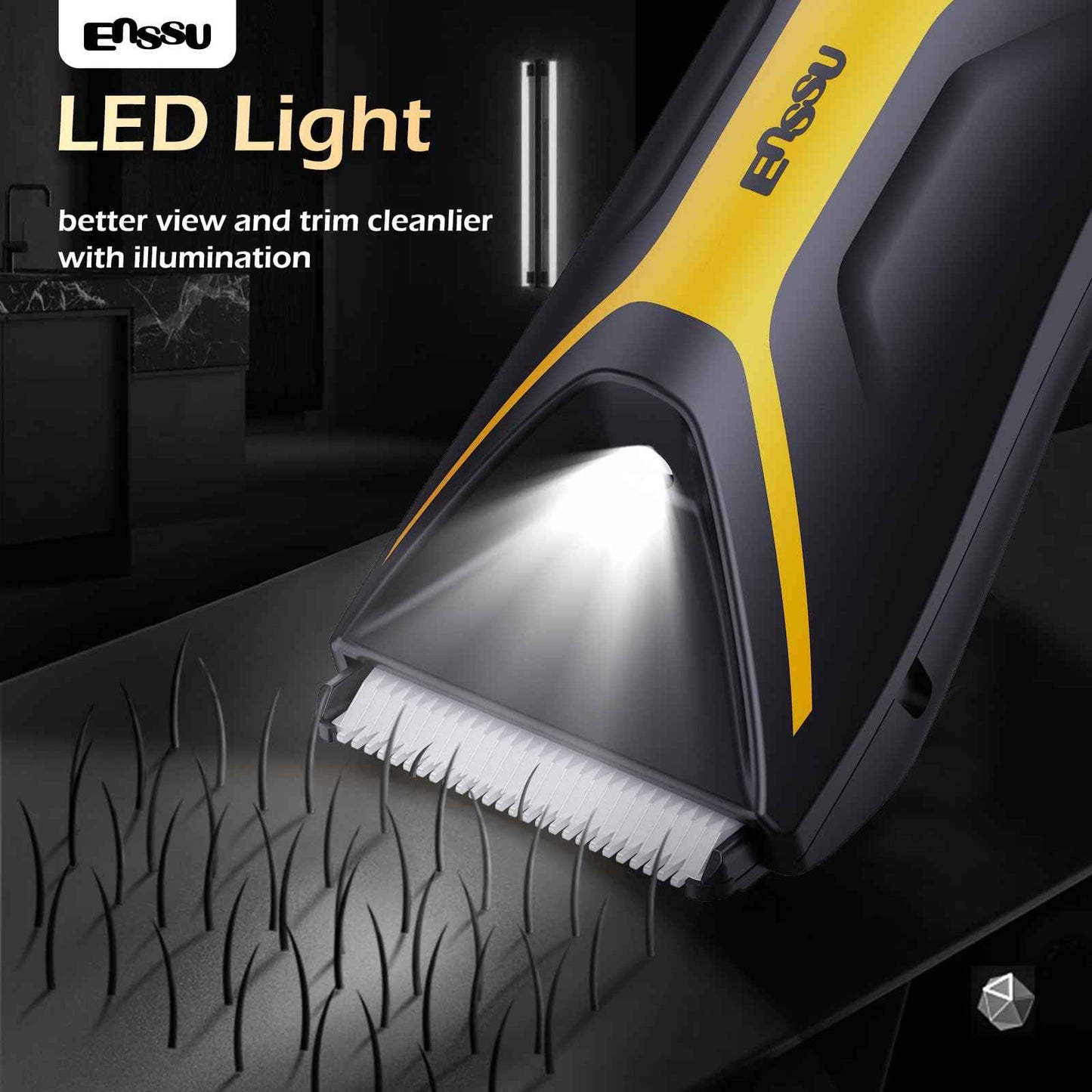 ENSSU Body Hair Trimmer for Men Manscape Trimmer for Men, Electric Ball Shavers with Ceramic Blades & BLADELOCK™, Pubic Hair Groomer IPX7 Waterproof Wet or Dry Use for Groin/Legs/Chest