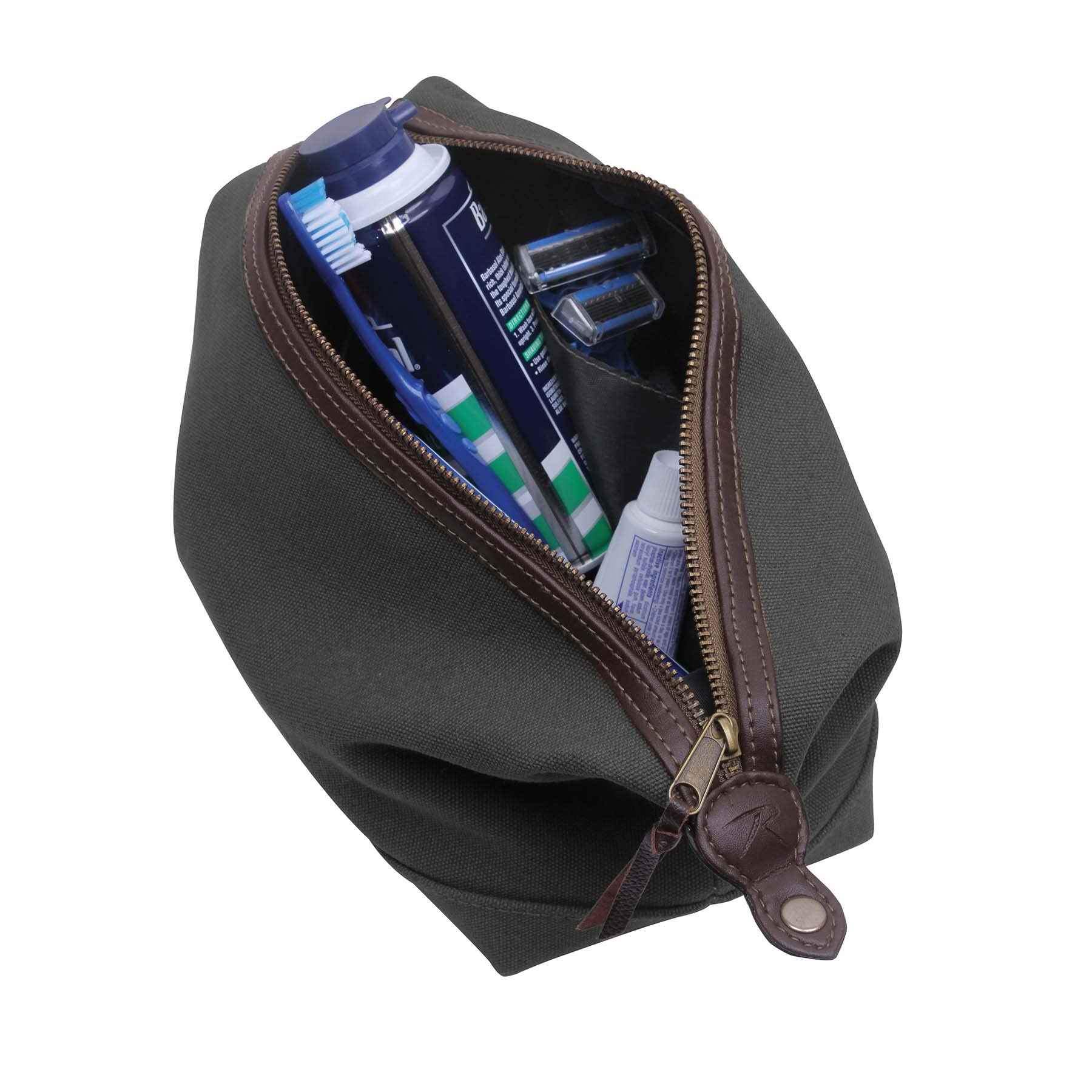 Rothco Canvas & Leather Travel Kit (Charcoal Grey)