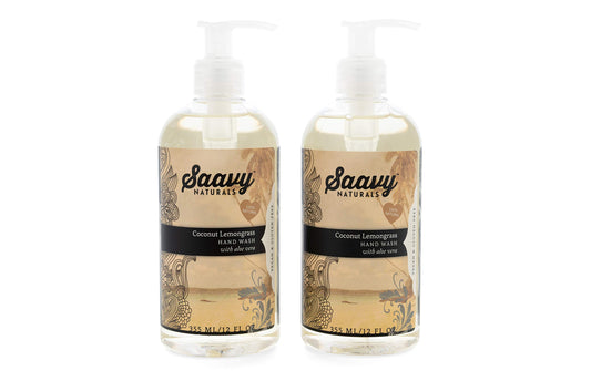 Saavy Naturals Coconut Lemongrass Liquid Hand Soap - Moisturizing Formula with Aloe Vera, Shea Butter, Essential Oils - 12 Fl Oz, 2 Pack