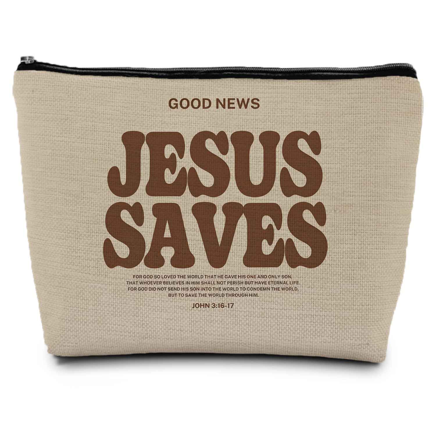 ignytiger Jesus Gift Makeup Bag, Christian Religious Bible Gifts Supplies Cosmetic Bags for Women, Good News Bible Verse Makeup Pounch, Faith Based Gifts Zipper Pouches for Purse