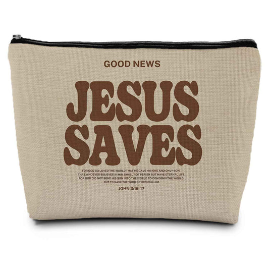 ignytiger Jesus Gift Makeup Bag, Christian Religious Bible Gifts Supplies Cosmetic Bags for Women, Good News Bible Verse Makeup Pounch, Faith Based Gifts Zipper Pouches for Purse