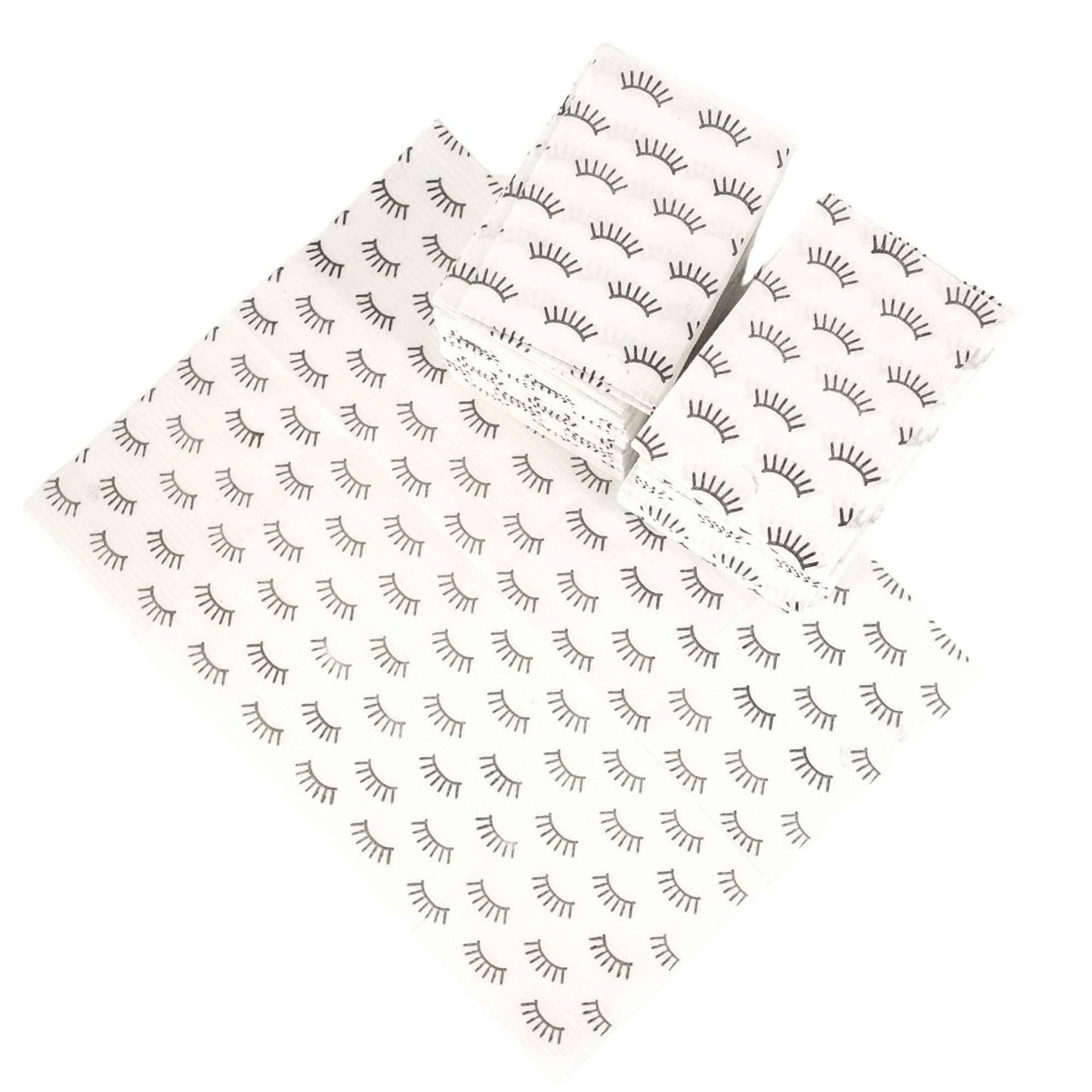 Disposable Lashing Dental Bib | 125 Pack | Size 13x18" inches | Eyelash Extension Supplies | White Bib with Simple Lash Print Design