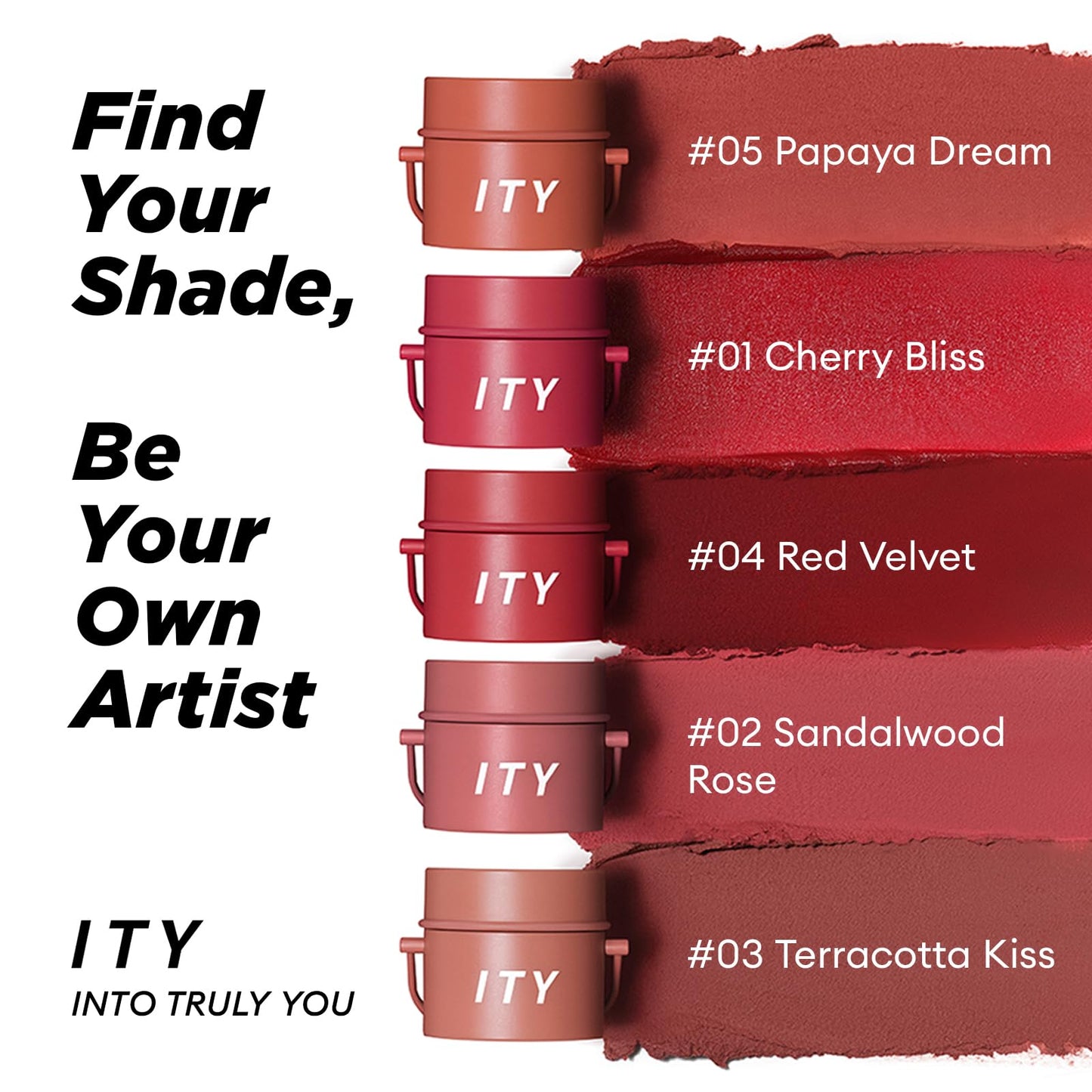 ITY Velvet Matte Finish Lip Stain-Mousse Textured Pudding Pot Lip Clay with Brush, Red Shade, Dual-Use as Lipstick and Blush, Conceals Lip Lines, Rich Pigment, 0.21 oz (6g) in Cherry Bliss