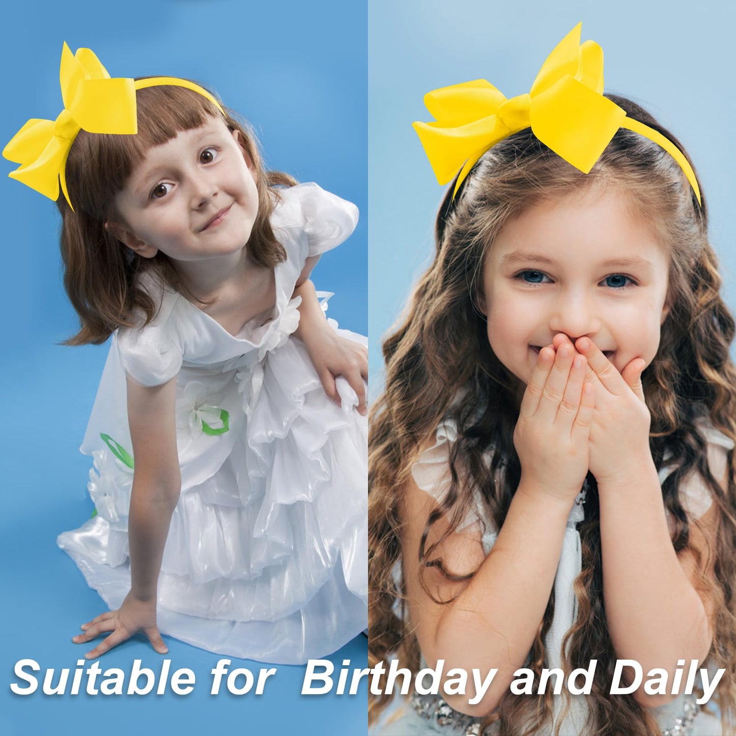 VELSCRUN Yellow Bows Headbands - Large Ribbon Hair Accessories for Girls, Women, and Teen Gifts