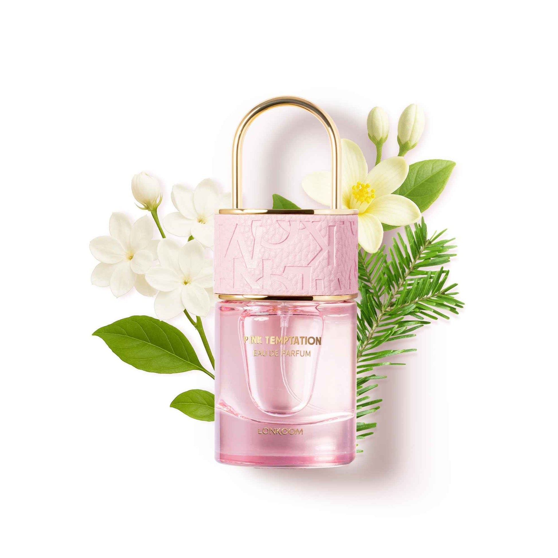 Lonkoom Lock Pink Temptation Perfumes for Women, Floral Woody Eau De Parfum Spray Long-Lasting Fragrance Ladies Perfume 1.7 Fl Oz/50ml, Notes of Bergamot Jasmine Vanilla Cedarwood Musk
