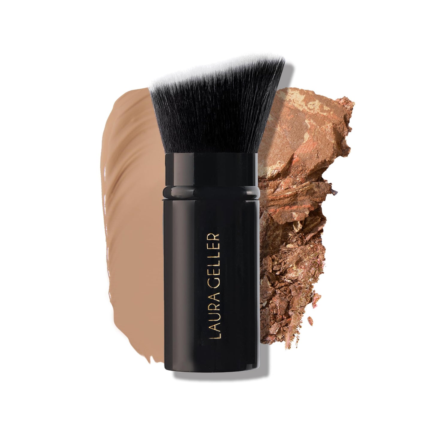 LAURA GELLER NEW YORK Retractable Black Kabuki Brush for Liquid, Cream and Powder Face Makeup With Aluminum Handle