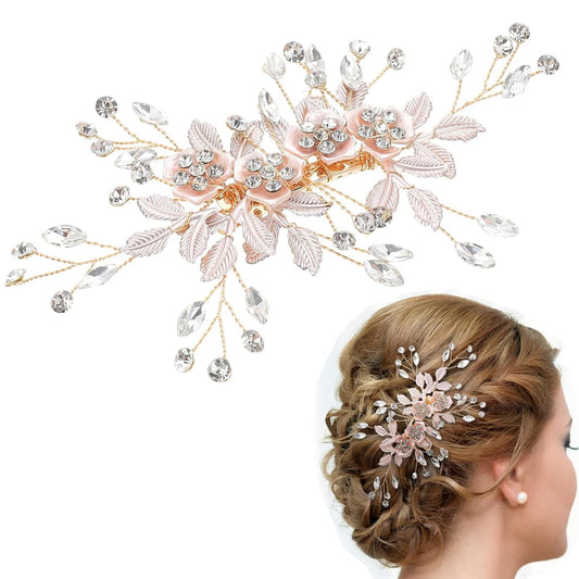 Bridal Hair Accessories Set: Crystal Flower Hair Clips, Pearl Rhinestone Headpieces for Brides, Bridesmaids, and Women