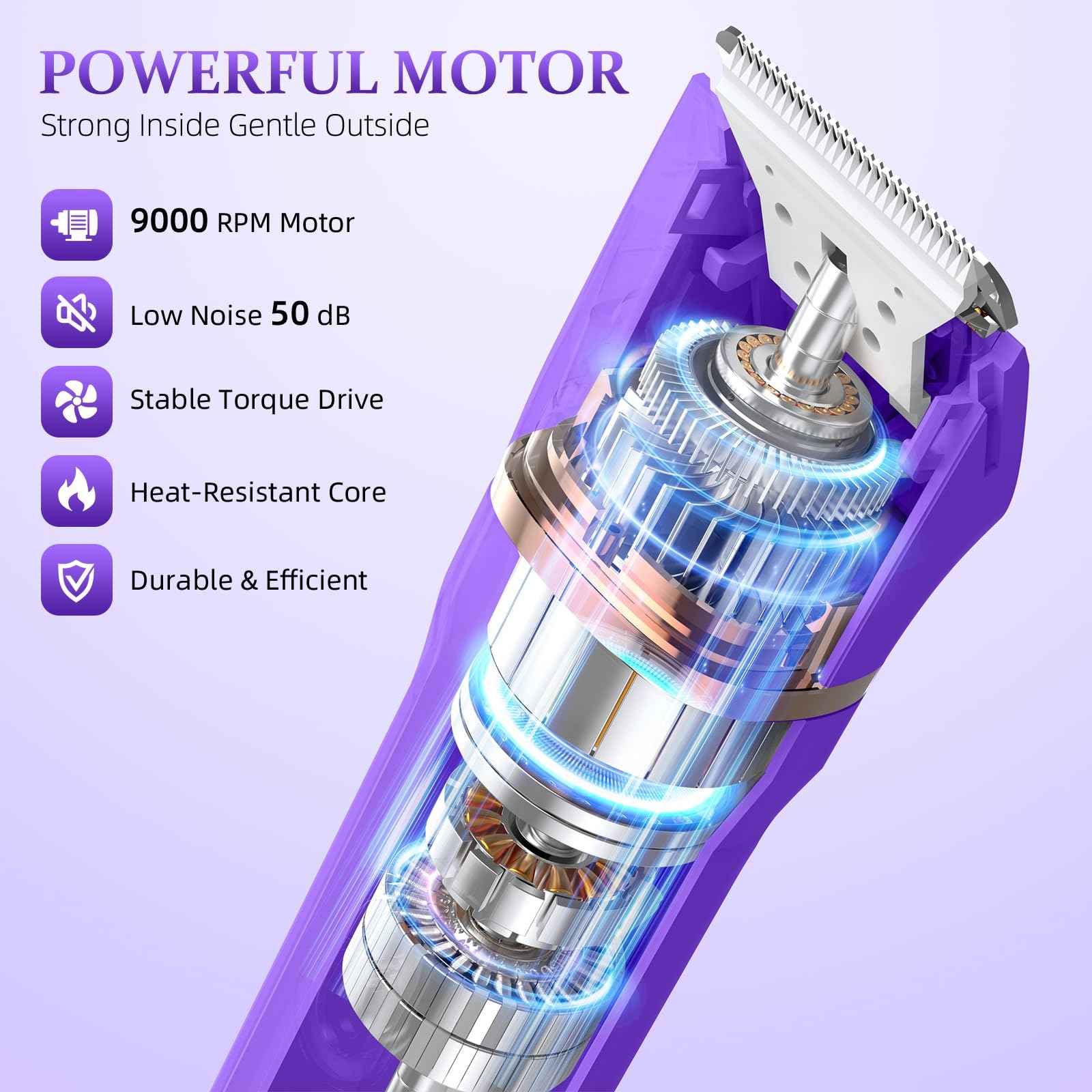 HOHOLE 5-in-1 Bikini Trimmer for Women, IPX7 Waterproof Electric Razors Shaver, Cordless Body Hair Trimmer, Facial & Pubic Hair Removal, Ceramic Blade (Light Purple)