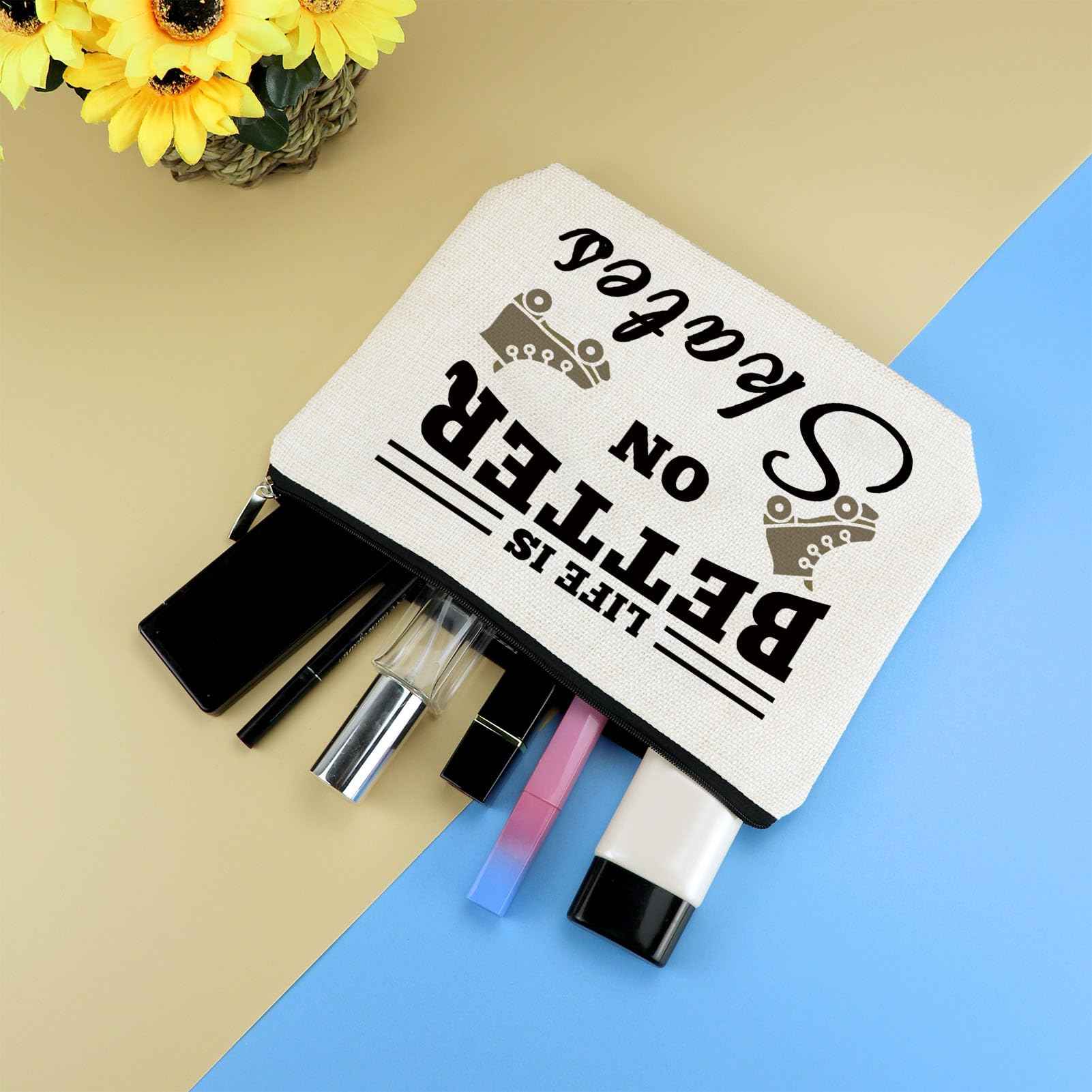 Roller Skater Gift Skates Makeup Bag Roller Skating Lover Gift for Girls Women Cosmetic Bag Skate Lover Gift Skating Team Gift Best Friend Daughter Birthday Christmas Gift Figure Skating Gift
