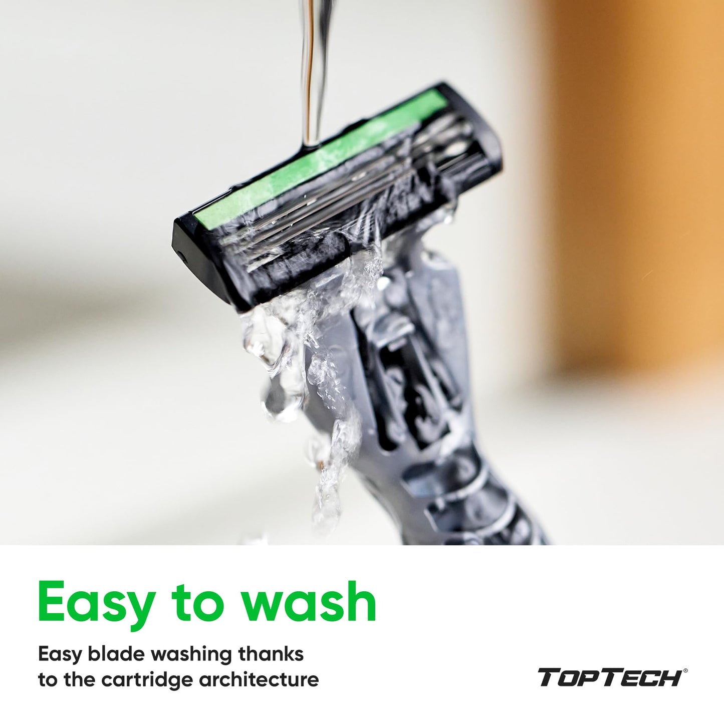 TopTech PRO 3 Razors for Men - Manual Shaving Razor & Replaceable Cartridges - 10 Count Pack (Handle + 9 Refills) - 3-Blades Technology - Soft Shave & Sharp Blades - Cost-effective Refill