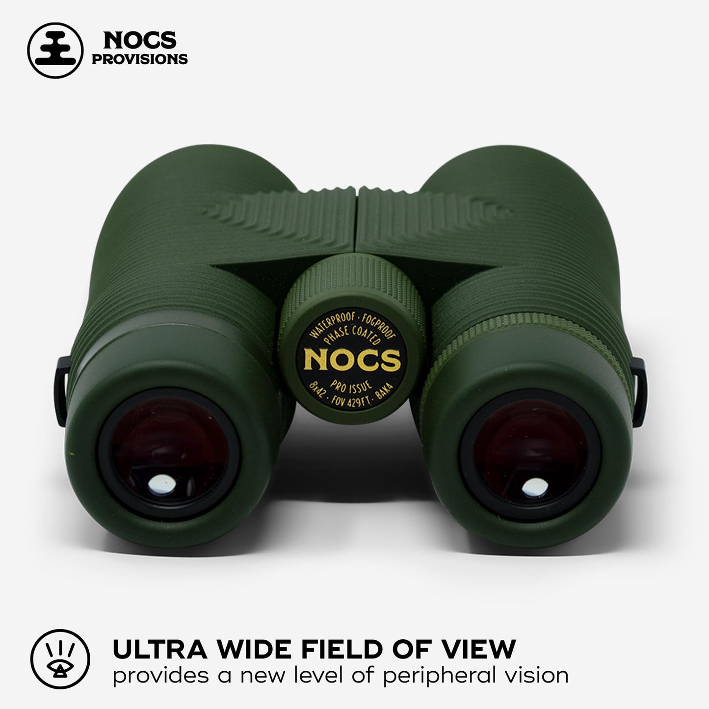 Nocs Provisions Pro Issue 8x42 Waterproof Binoculars, 8X Magnification, Phase Coated Bak4 Prism, Wide View Multi-Coated Lenses for Bird Watching, Wildlife Viewing & Stargazing - Canopy Green