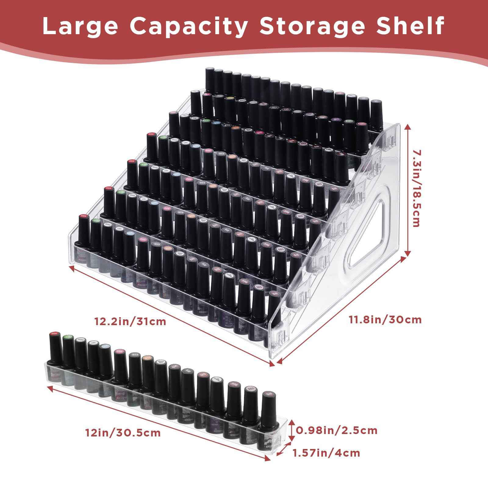 Nodaaiie 2 Pcs 7 Tiers Clear Essential Oils Nail Polish Organizer Acrylic Display Stands, Paint Organizer Rack, Acrylic Display Rack for Nail Polish, Sunglasses, Essential Oils, Eyeglasses and Makeup