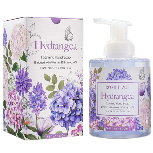 ROMIIE ZOI Foaming Hand Soap with Gift Box- Hydrangea - Biodegradable Formula Moisture & Revitalize - 500ml/ 16.8oz