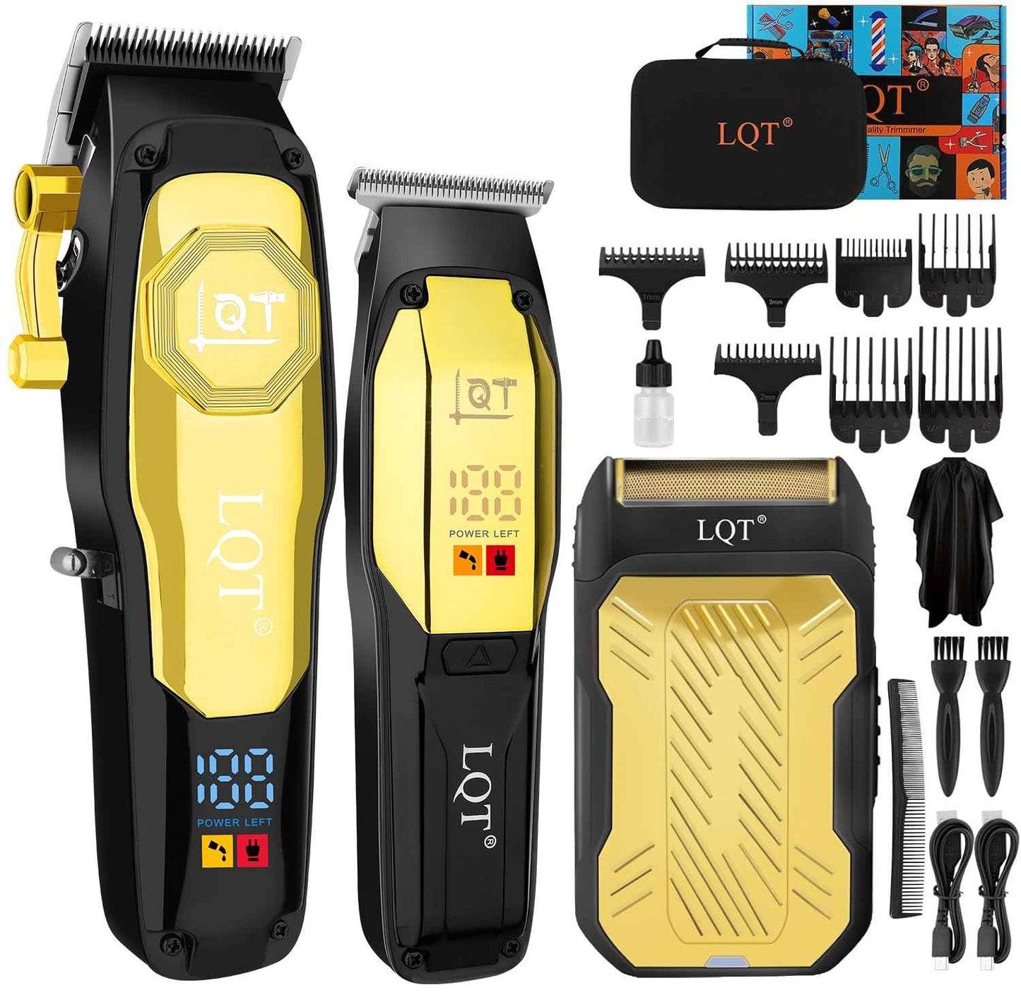 LQT Professional Hair Clippers for Man,Hair Clippers Electric Shavers Razor T-Blade Hair Trimmer, 3 in 1 Cordless Barber Trimmer Bald Shavers LED Display Gifts (3PCS)