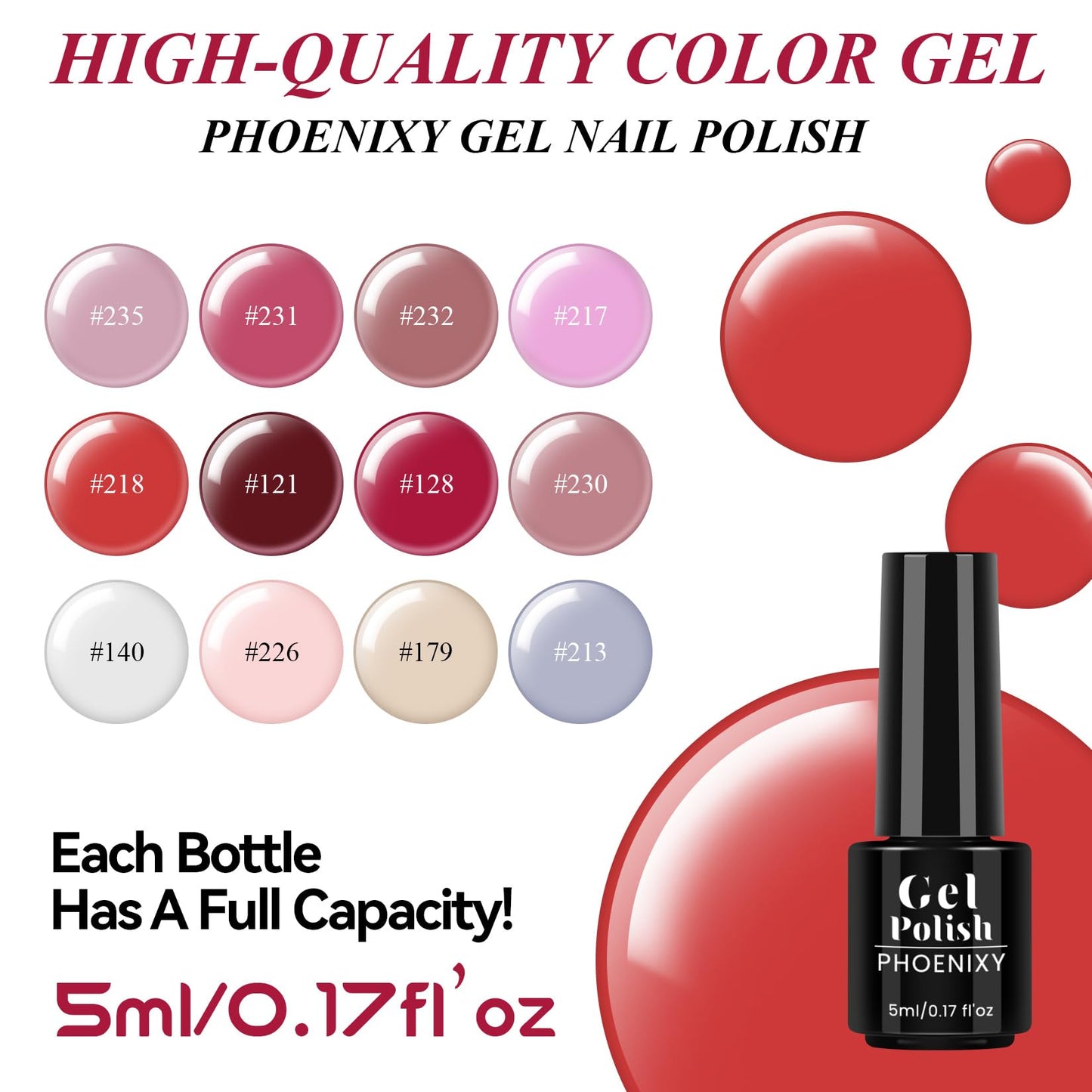 PHOENIXY Gel Nail Polish 15 Pcs Gel Nail Kit Base Coat Glossy Matte Top Coat Nail Polish Kit Gifts for Women