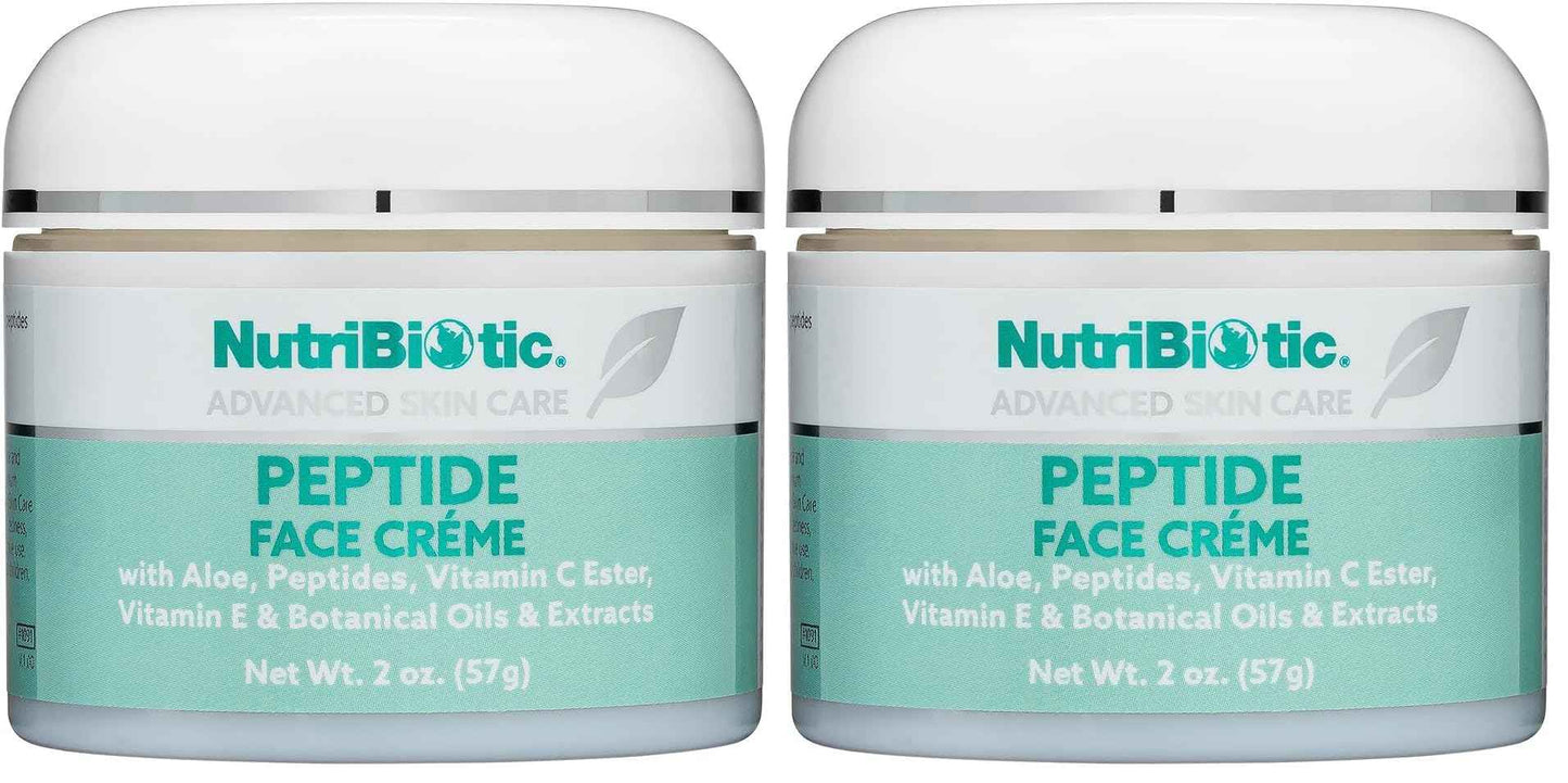 NutriBiotic – Peptide Face Creme with GSE, 2 Oz | Ultra-Hydrating | Collagen Synthesis Support | with Botanical Extracts & Oils & Vitamin E | Natural Fragrance & Paraben Free (Pack of 2)