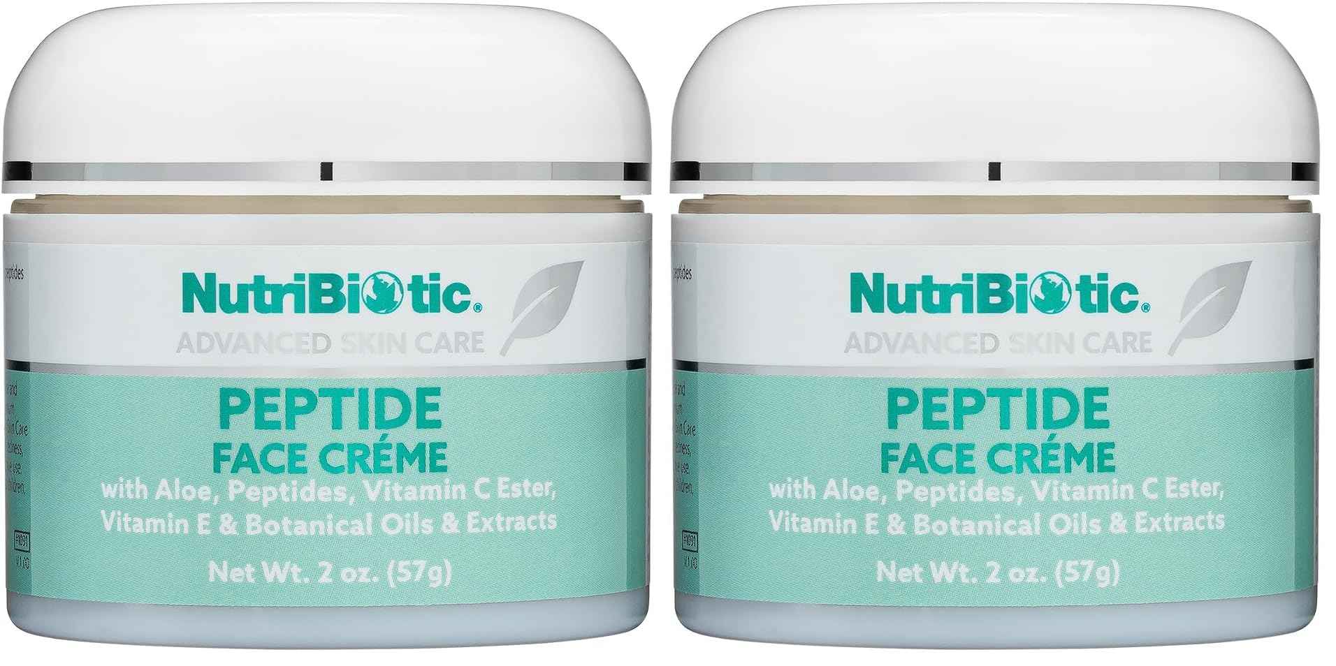 NutriBiotic – Peptide Face Creme with GSE, 2 Oz | Ultra-Hydrating | Collagen Synthesis Support | with Botanical Extracts & Oils & Vitamin E | Natural Fragrance & Paraben Free (Pack of 2)