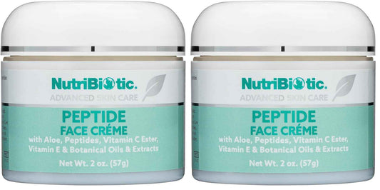 NutriBiotic – Peptide Face Creme with GSE, 2 Oz | Ultra-Hydrating | Collagen Synthesis Support | with Botanical Extracts & Oils & Vitamin E | Natural Fragrance & Paraben Free (Pack of 2)