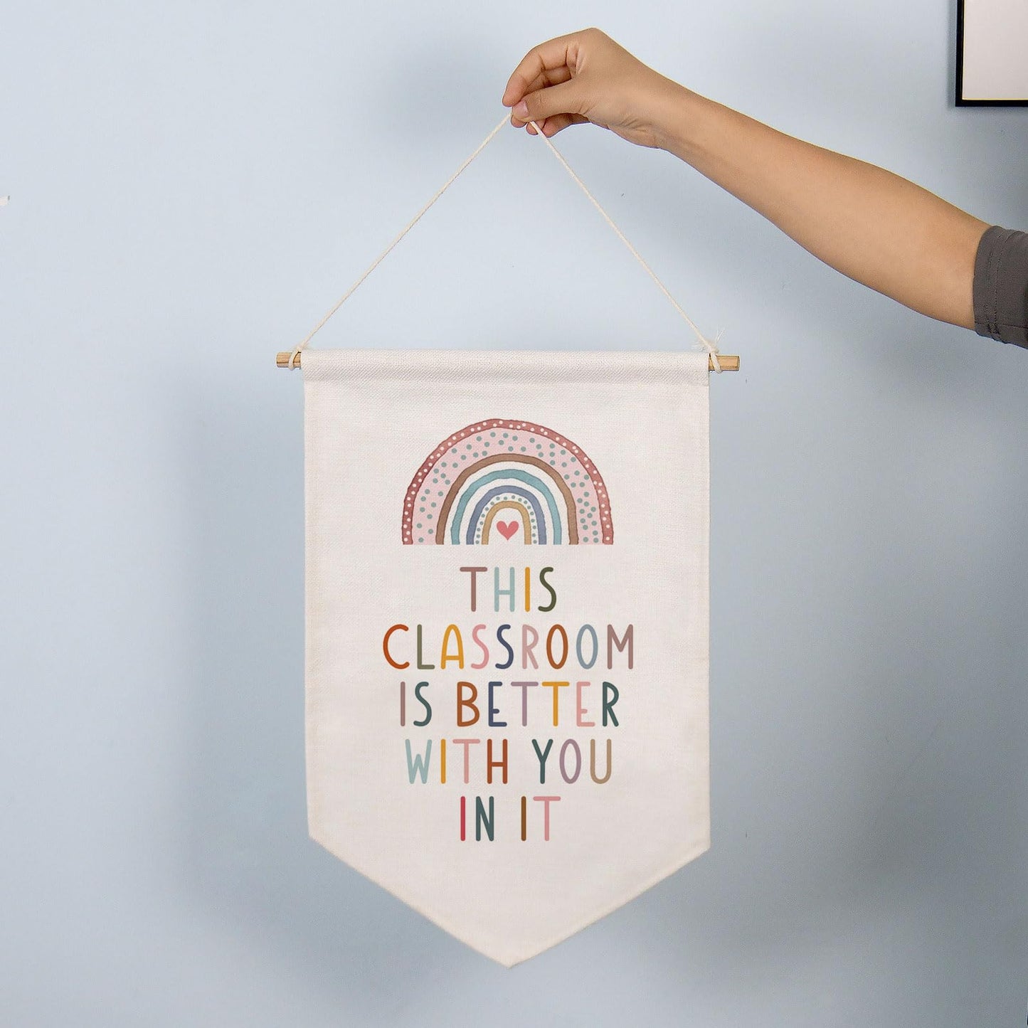 This Classroom Is Better With You In It, Boho Classroom Decor, Classroom Wall Banner, Classroom Door Signs, Elementary School Classroom Hanging Art, Rainbow Decor, Child Art, Teacher Gift