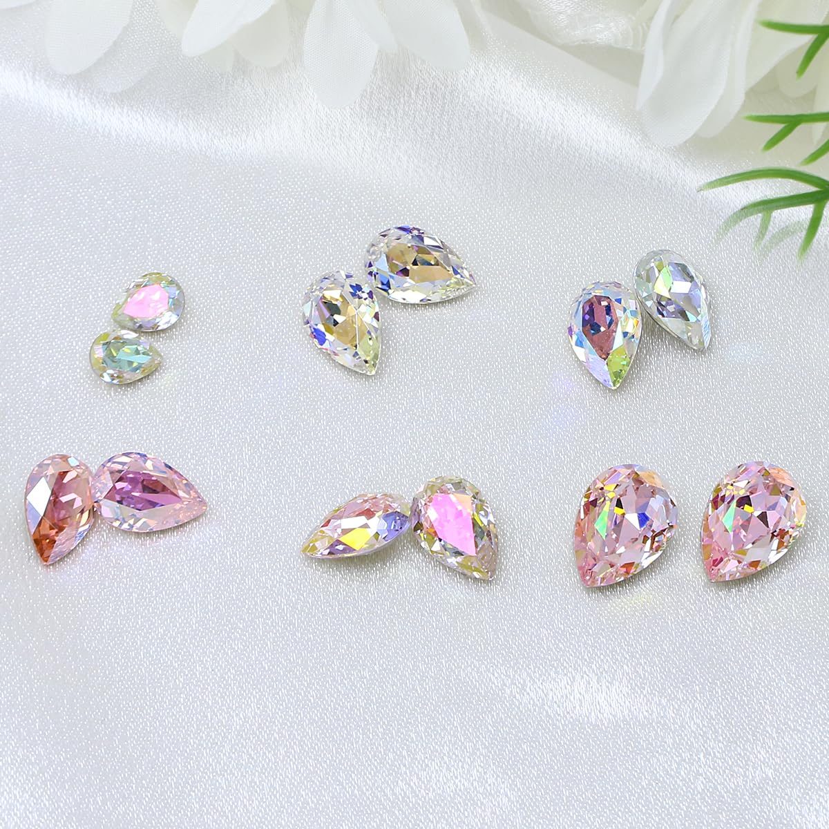 DONGZHOU Big Nail Rhinestone,48Pcs 3D Nail Arts Pointback Nail Diamonds K9 Glass Stones Bling Nail Beads, Rhinestones Nail Charms and Gems for Manicure Decoration DIY Crafts