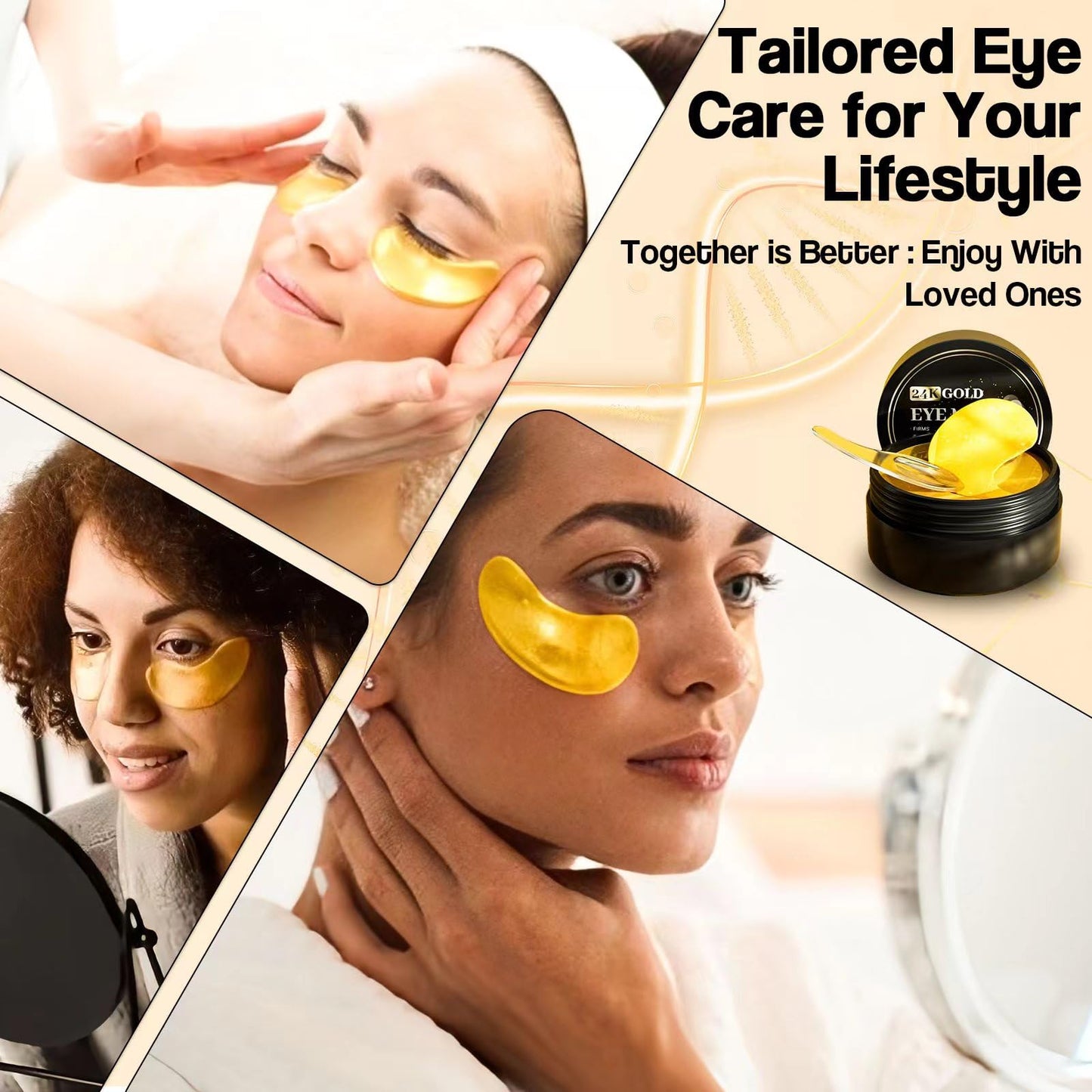 Nielies Under Eye Patches (30 Pairs) - 24K Gold Eye Patches for Puffy Eyes, Dark Circles, Eye Bags - Skin Care with Collagen, Pearl Extract & Hyaluronic Acid - Anti-Aging Eye Masks (24 Gold- Box)