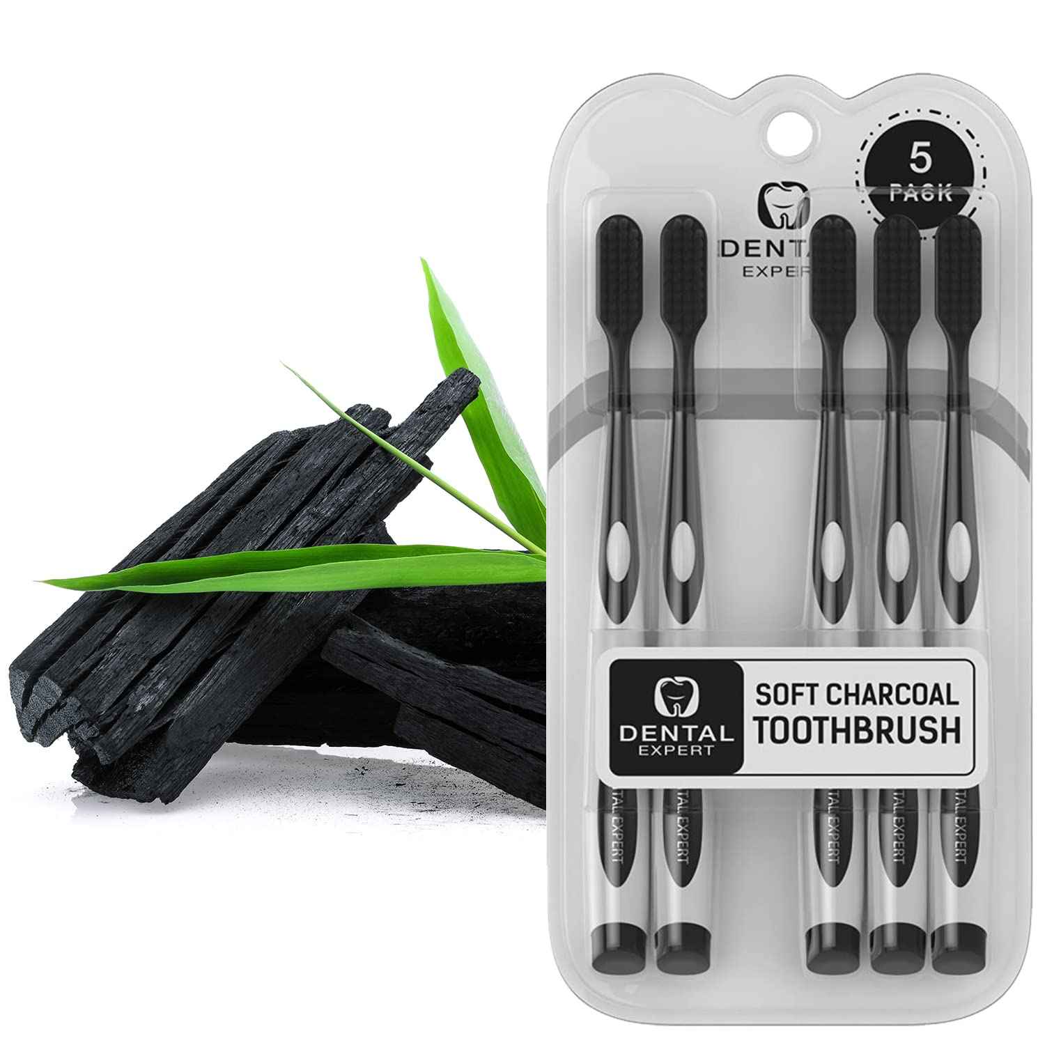 Soft Toothbrushes for Adults - Black Charcoal Toothbrush Ultra Soft for Sensitive Gums - Teeth Whitening Brush for Adults & Children [Extra Family Pack] Super Soft Tip Bristles