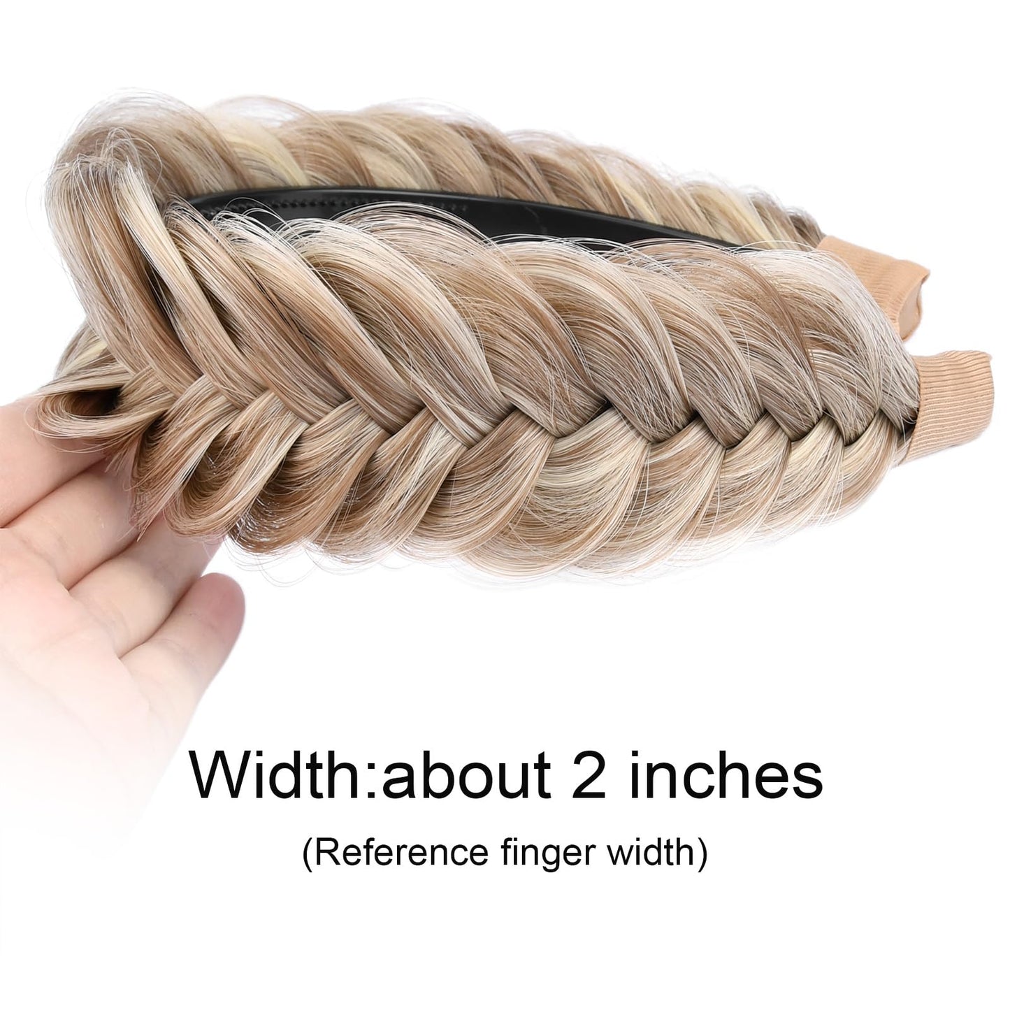 Gledola Braided Headband With Teeth Braids Hairband With Tooth Synthetic Hair Band Plaited Hairband For Women (Light Highlighted)