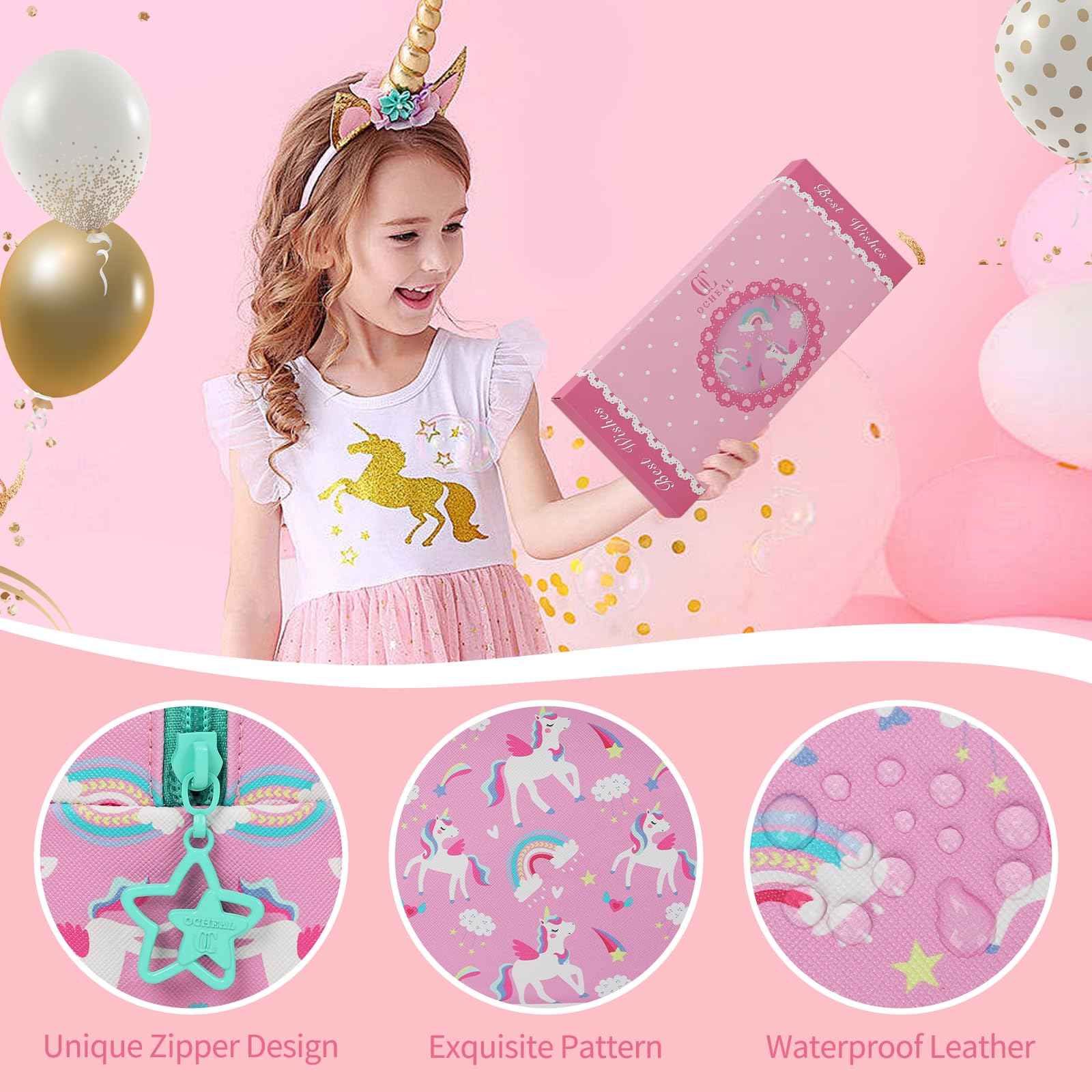 Birthday Gifts for Girls 4 5 6 7 8 9 10 11 12 13 14 15 16 Years Old, Graduation Gifts for Teen Girls Sister Friend, Small Makeup Bag Cute Cosmetic Pouch Travel Toiletry Bag Waterproof PU Leather