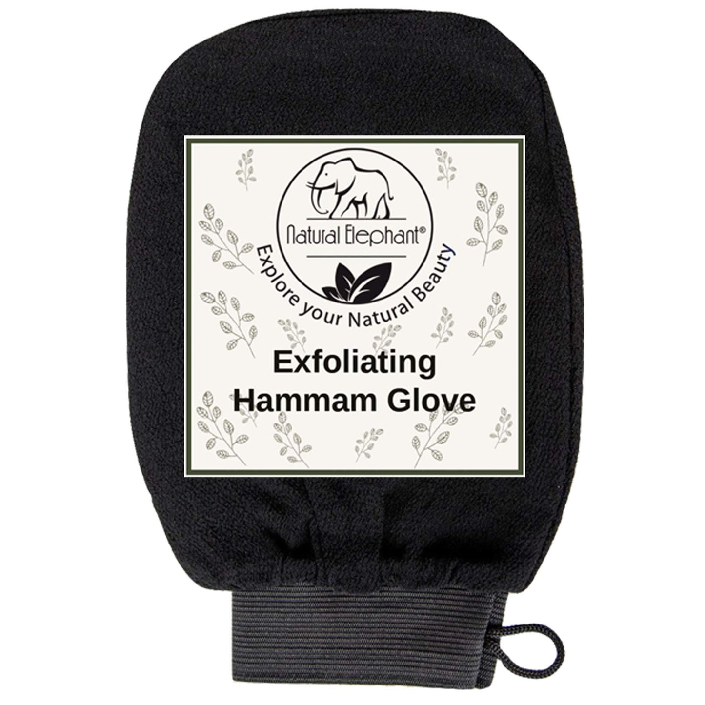 Natural Elephant Exfoliating Hammam Glove - Face and Body Exfoliator Mitt (Pure Black (Pack of 5))