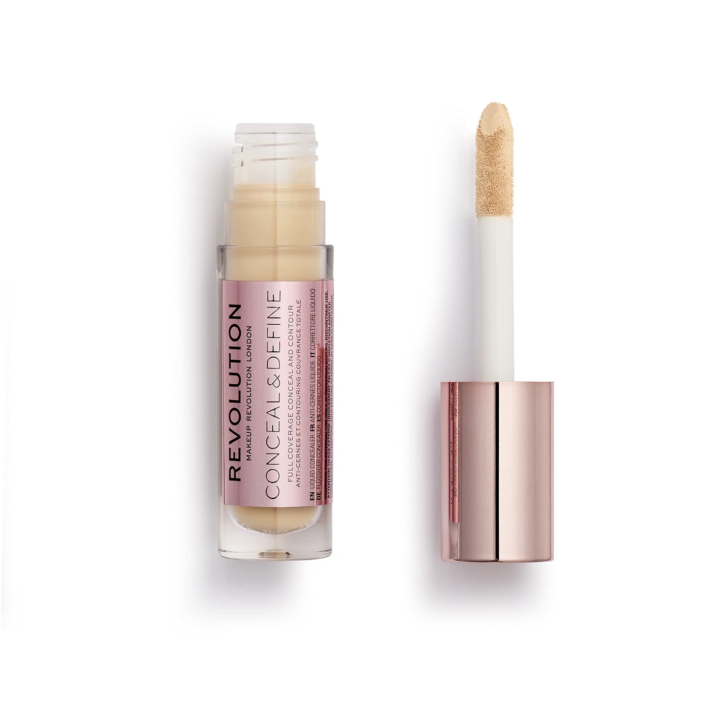 Makeup Revolution Conceal and Define Concealer, Full Coverage & Matte Finish, C5.5 for Fair/Light Skin Tones, Vegan & Cruelty-Free, 0.7 Fl Oz