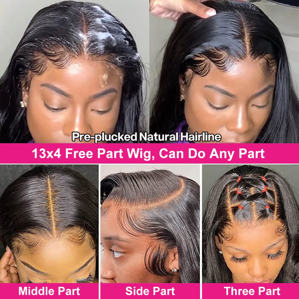 mengkai 30 Inch Straight Lace Front Wigs Human Hair Pre Plucked Bleached Knots 13x4 HD Lace Front Wigs Human Hair 180% Density Lace Frontal Wigs Human Hair with Baby Hair Hairline Glueless Wigs