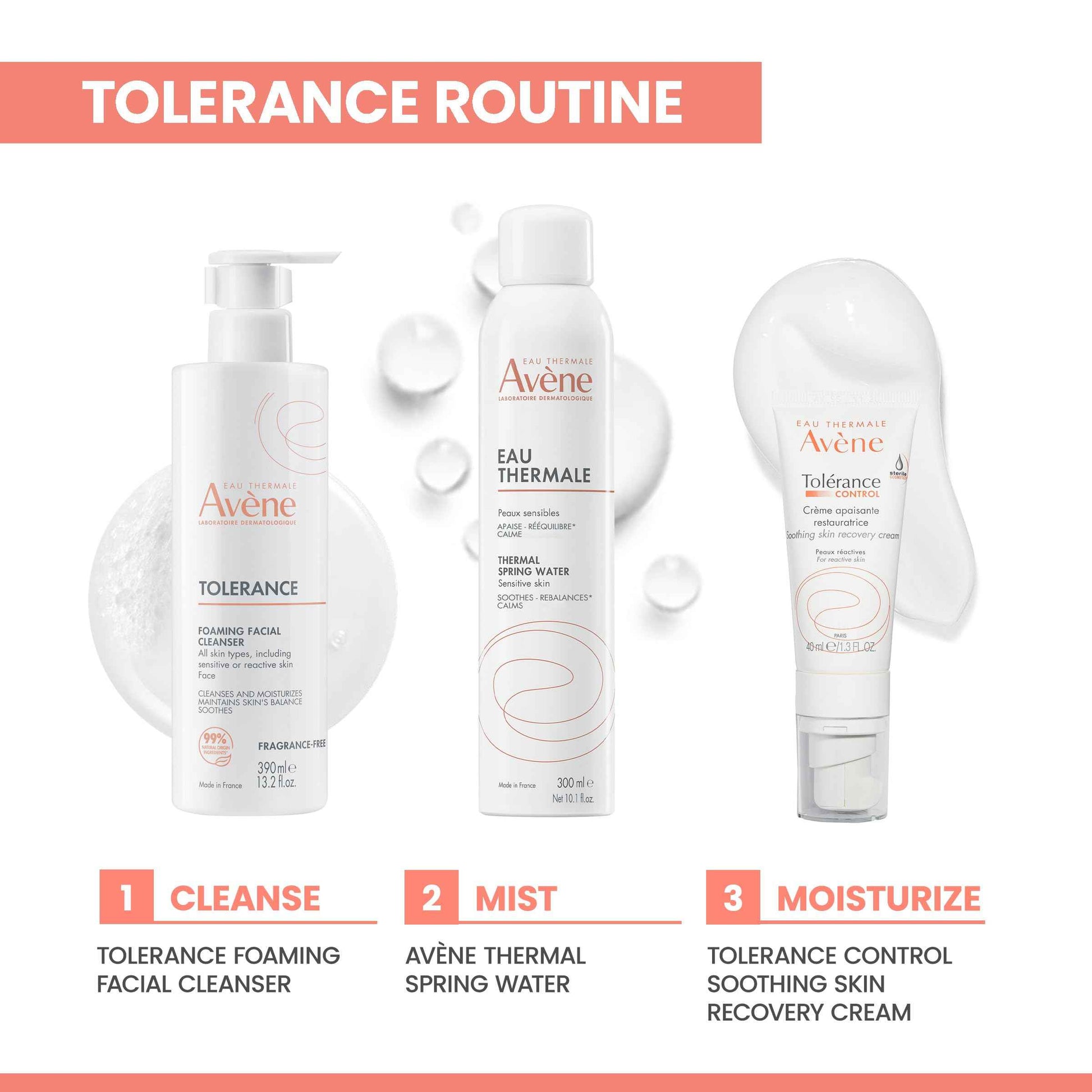Avène Tolerance Daily Foaming Facial Cleanser, For All Skin Types Including Sensitive, Reactive Skin, Glycerin & Niacinamide Daily Use Face Wash, Fragrance-Free, Dermatologist Tested, Non-Comedogenic