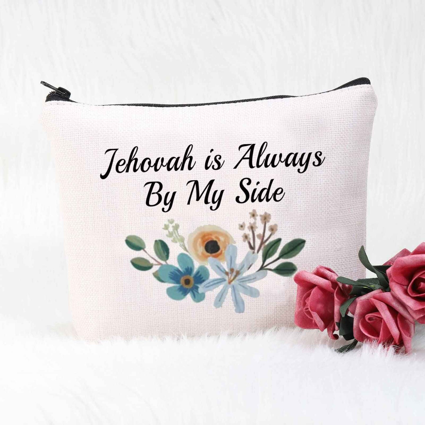 POFULL JW Baptism Gift Jehovah is Always By My Side Cosmetic Bag JW Pioneer Gifts (Jehovah By My Side)