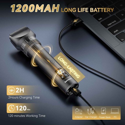 Beard Trimmer for Men - 42 Adjustable Length Settings Hair Clippers, Professional Body Hair Trimmer for Men Precision Facial Hair Trimming IPX6 Waterproof Nose Trimmers LED Display Mustache Trimmers