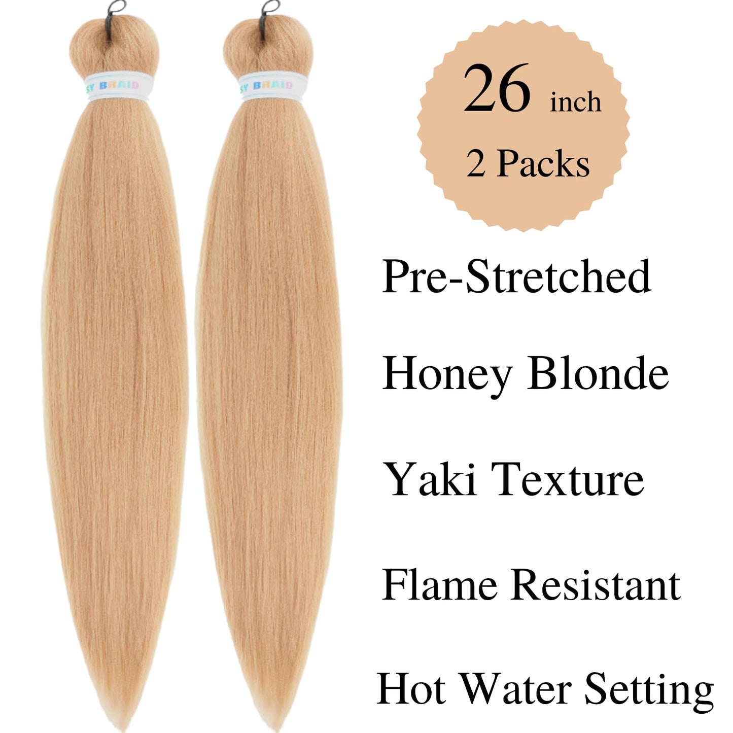 Gozill Honey Blonde Braiding Hair Pre Stretched Kanekalon Prestretched Braiding Hair Ez Braid Hypoallergenic Colored Braiding Hair Extensions Knotless