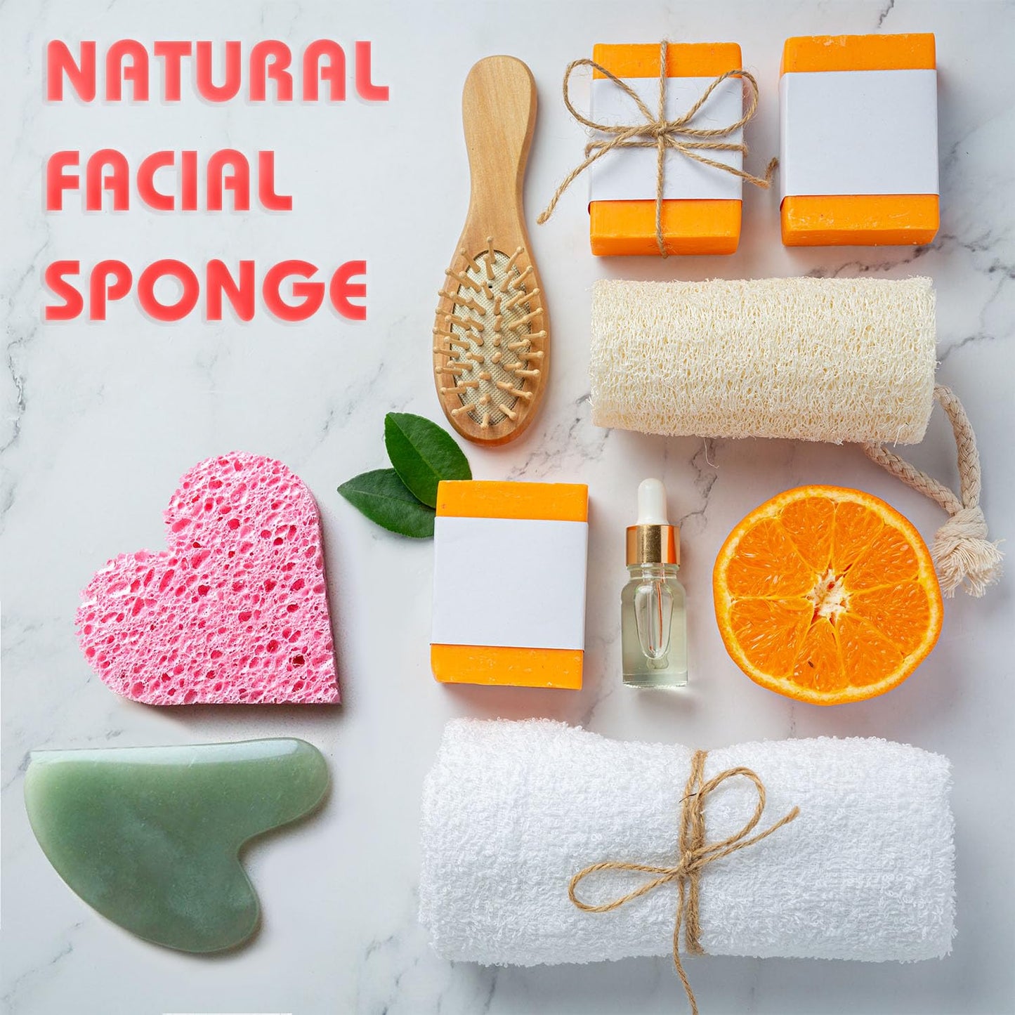 60-Count Compressed Facial Sponges | 100% Natural Cosmetic Spa Sponges for Facial Cleansing | Exfoliating Mask | Makeup Remover | Face Scrubber (Heart)