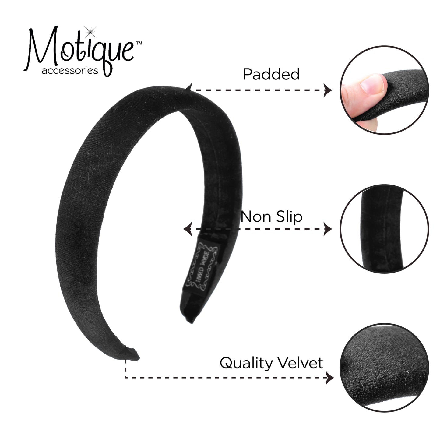 Padded Headband for Women and Girls- Hair Styling Accessories Hairband (Black Velvet)