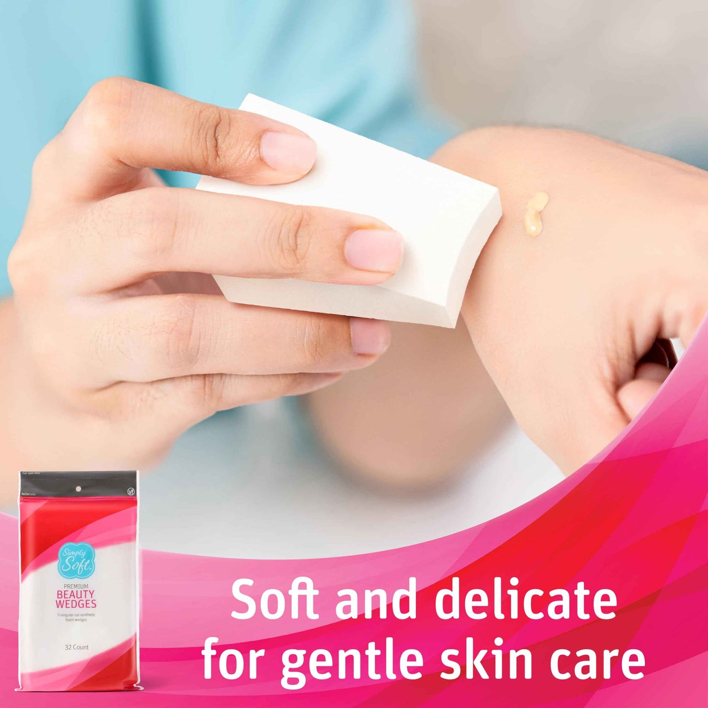 Simply Soft Premium Beauty Wedges, 192 Count, Blend & Smooth Cosmetics, Precise Edges, For Makeup Application or Removal, Foundation, Blush, Eye Shadow, Latex-Free Skin Care