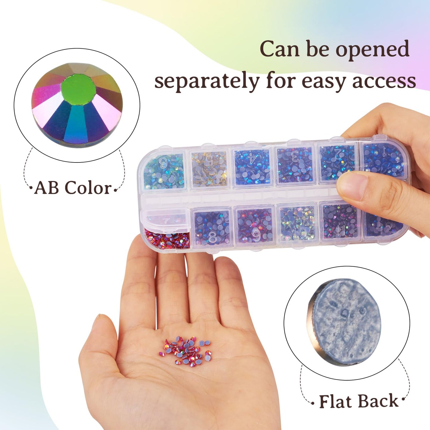 Craftdady 7680Pcs Hotfix Nail Rhinestones 12 Colors Flat Back Glass Nail Charms Small Crystals Nail Gems Bulk for Nail Decorations Wedding Makeup Scrapbook