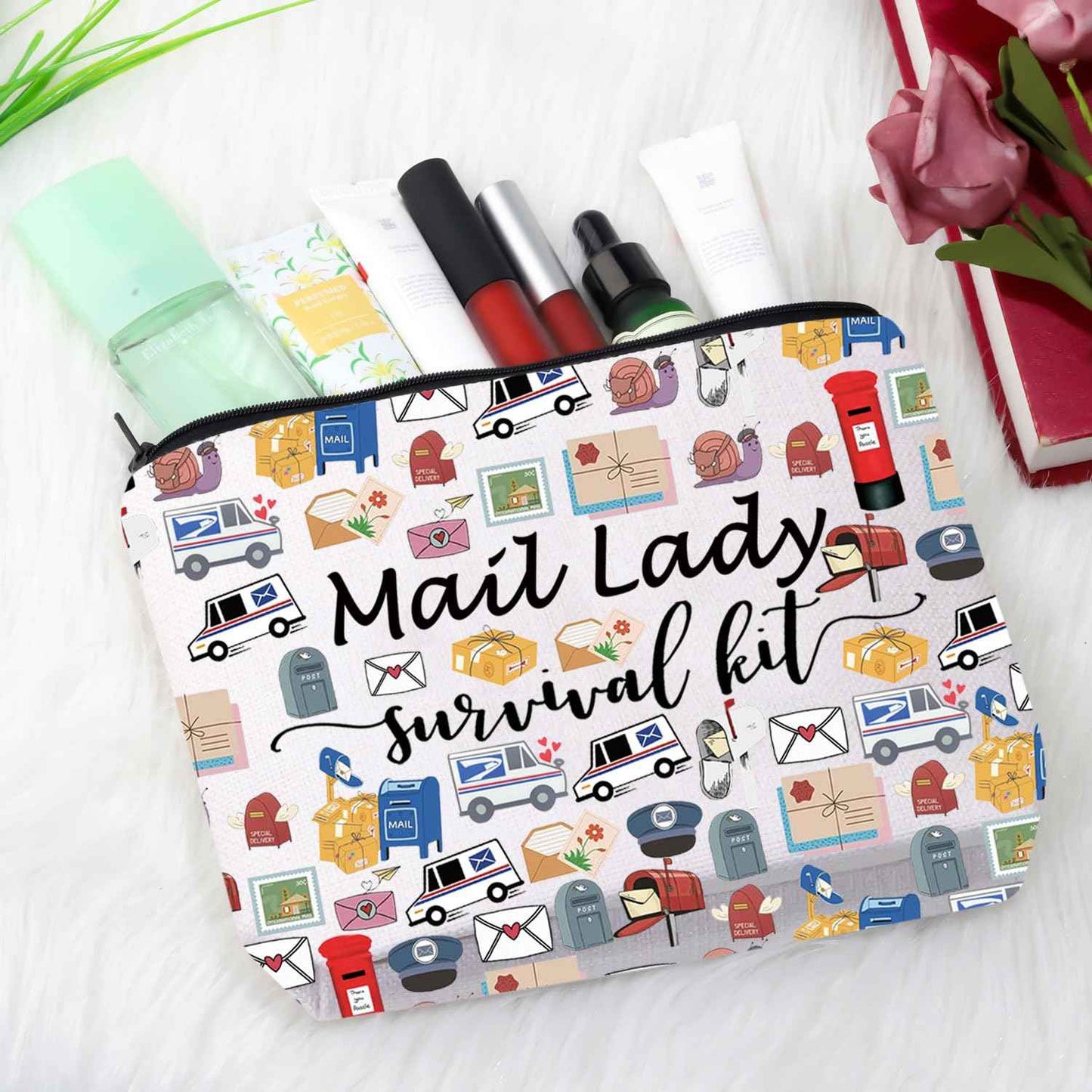GJTIM Mail Lady Survival Kit Postal Worker Gift Zipper Pouch Makeup Bag Appreciation Gift for Mail Carrier Mailman (Survival Mail Lady 2 Bag)