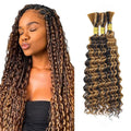 P4/27 Highlight Deep Wave Human Braiding Hair 20 Inch 50g