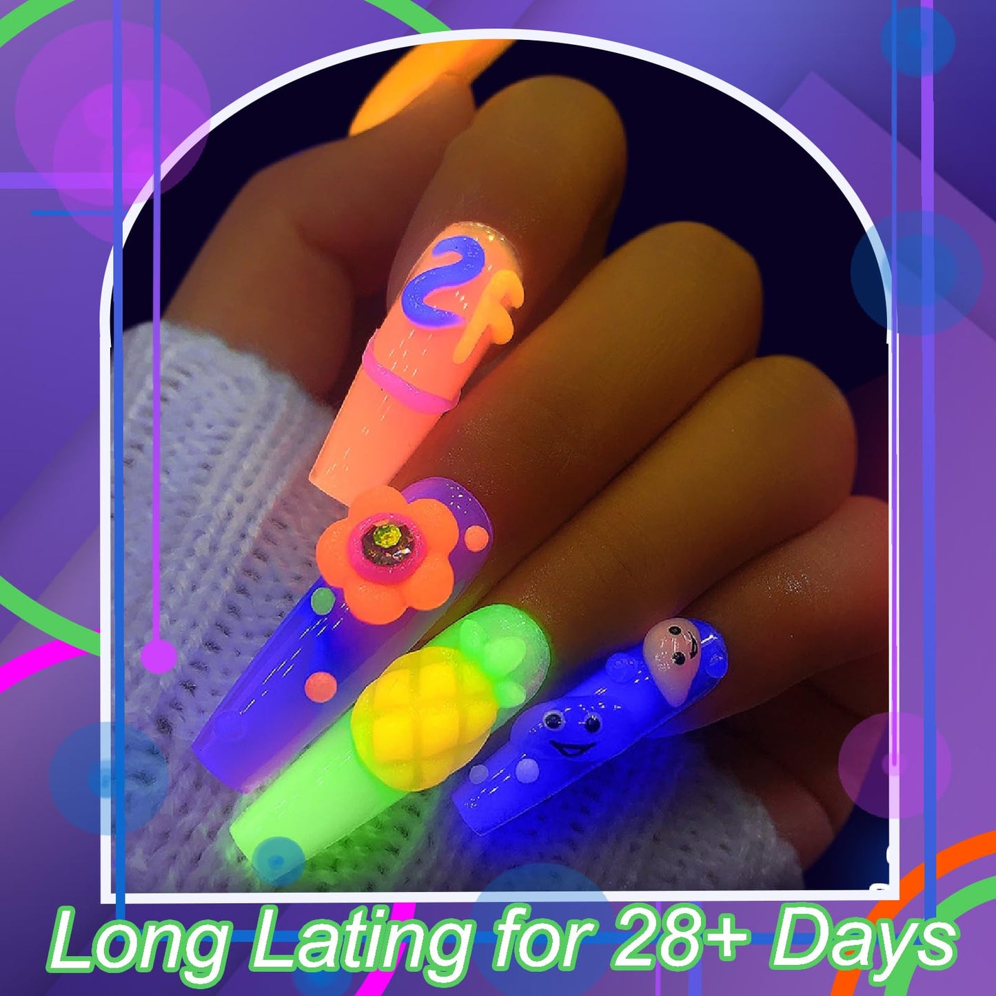 NAILGIL Neon Solid Builder Gel for Nails, Glow in the Dark Fluorescent Green Sculpture 3D Gel Nail Art for Women Summer Hot Colors, Non-Stick Hand LED/UV Needed -15g ﻿